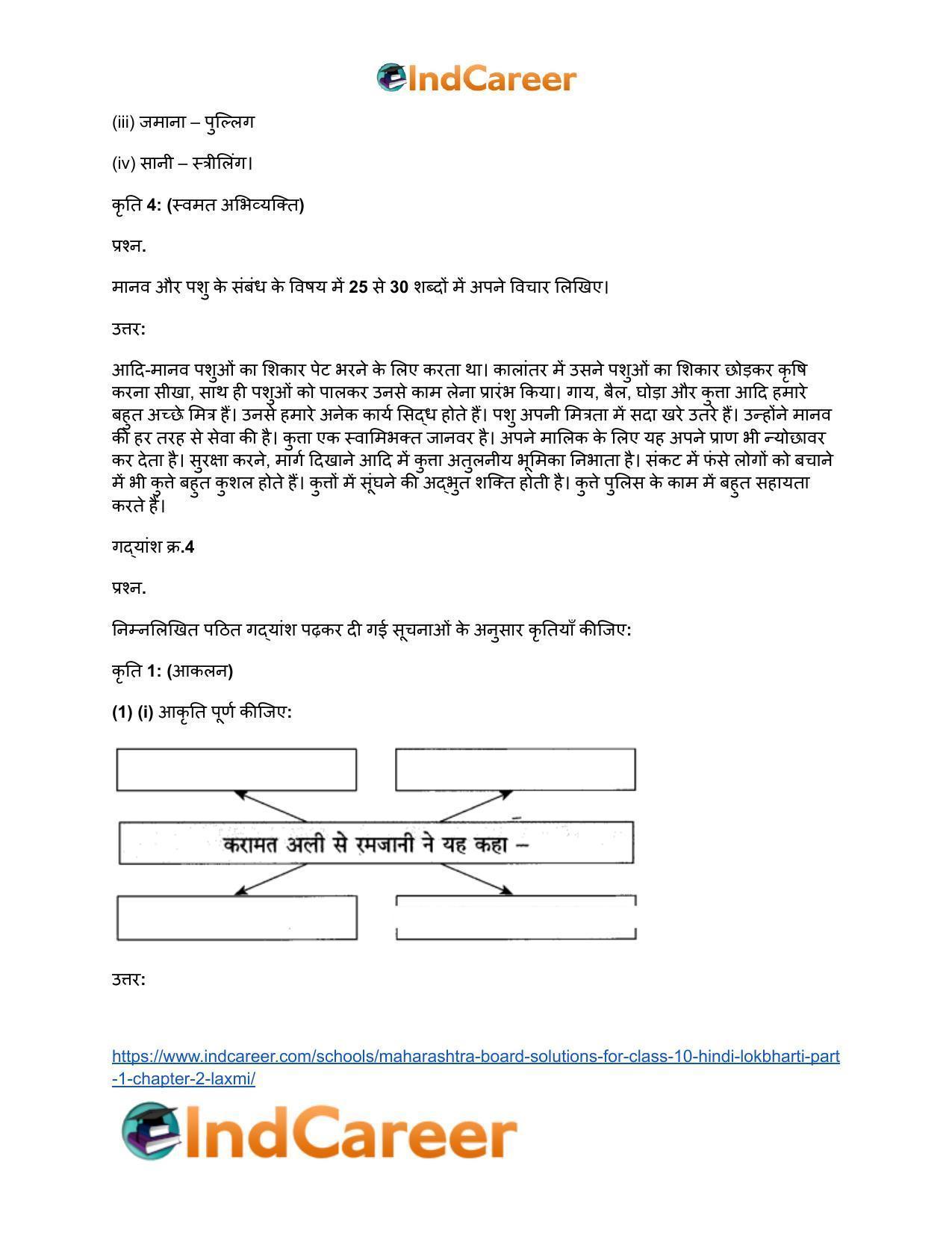Maharashtra Board Solutions for Class 10- Hindi Lokbharti (Part 1): Chapter 2- लक्ष्मी - Page 23