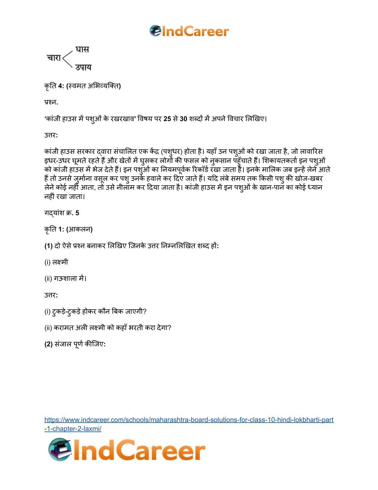 Maharashtra Board Solutions for Class 10- Hindi Lokbharti (Part 1): Chapter 2- लक्ष्मी - Page 28