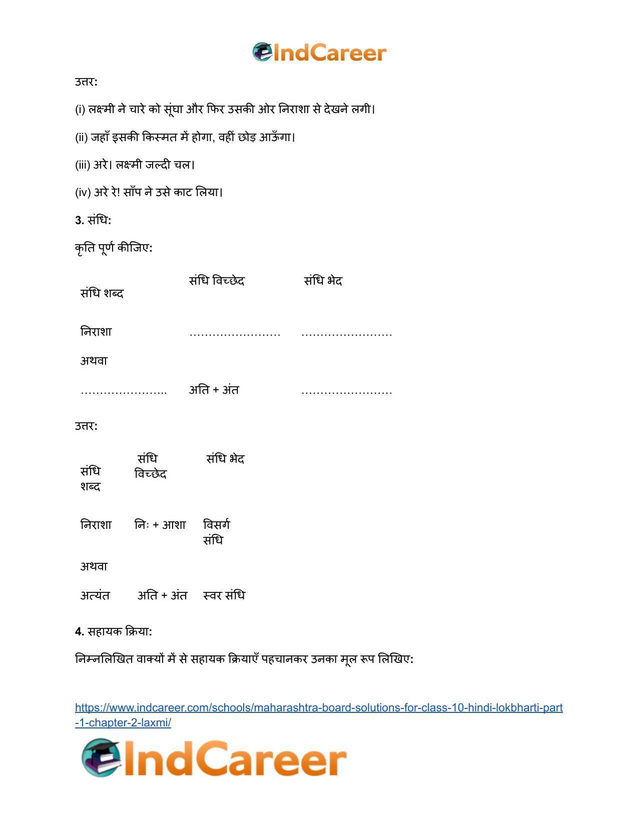 Maharashtra Board Solutions for Class 10- Hindi Lokbharti (Part 1): Chapter 2- लक्ष्मी - Page 33