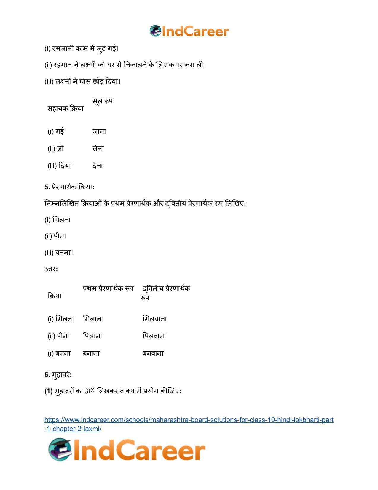 Maharashtra Board Solutions for Class 10- Hindi Lokbharti (Part 1): Chapter 2- लक्ष्मी - Page 34