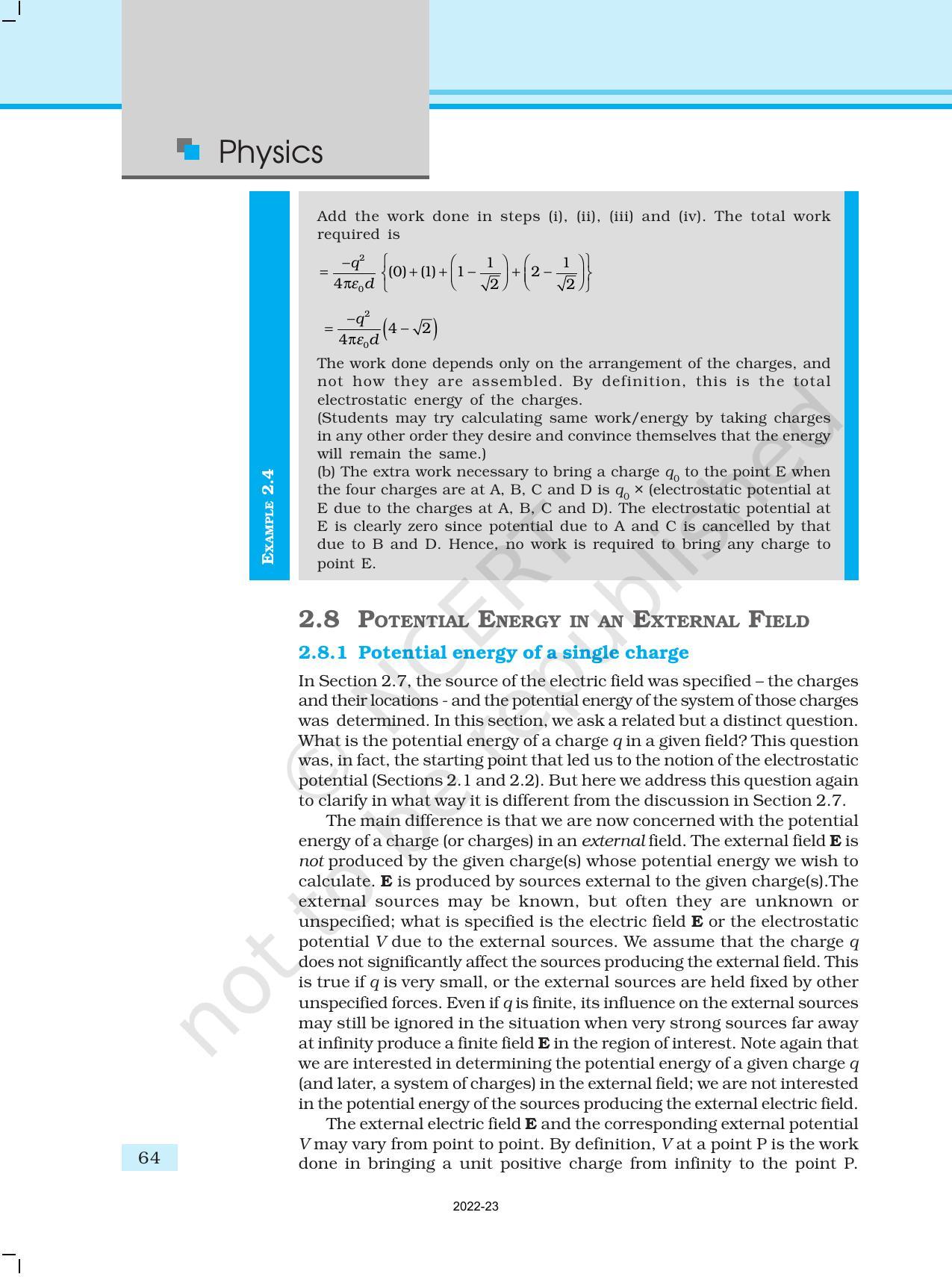 NCERT Book for Class 12 Physics Chapter 2 Electrostatic Potential and Capacitance - Page 14