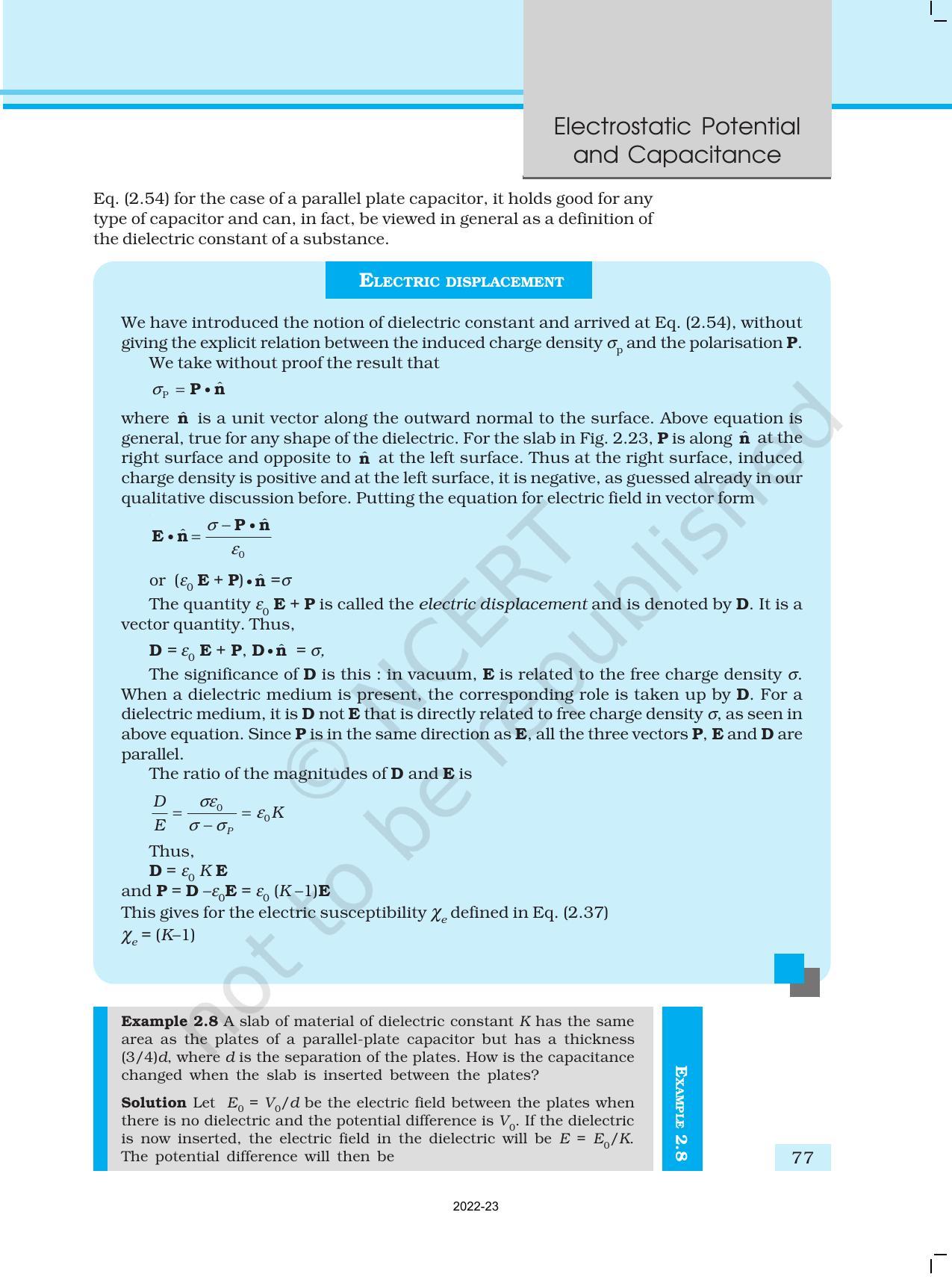 NCERT Book for Class 12 Physics Chapter 2 Electrostatic Potential and Capacitance - Page 27