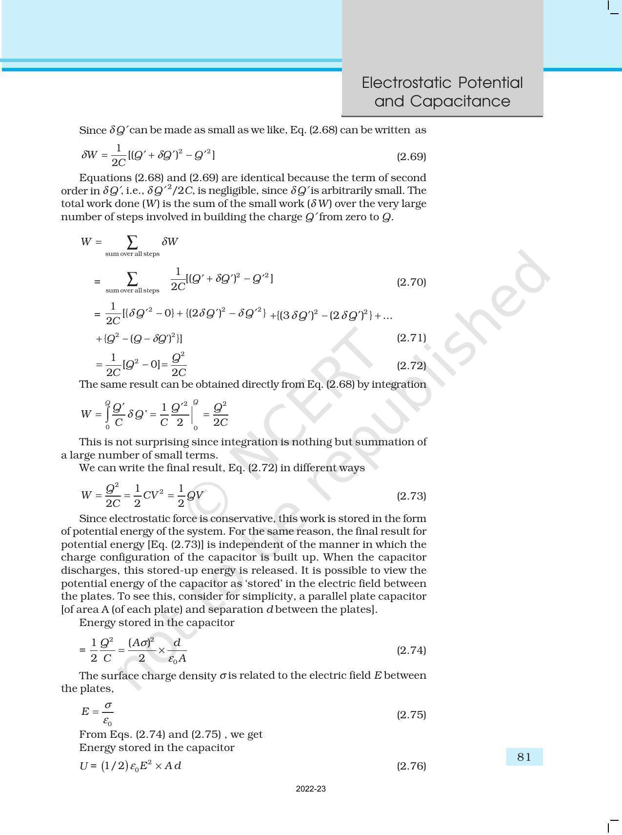 NCERT Book for Class 12 Physics Chapter 2 Electrostatic Potential and Capacitance - Page 31