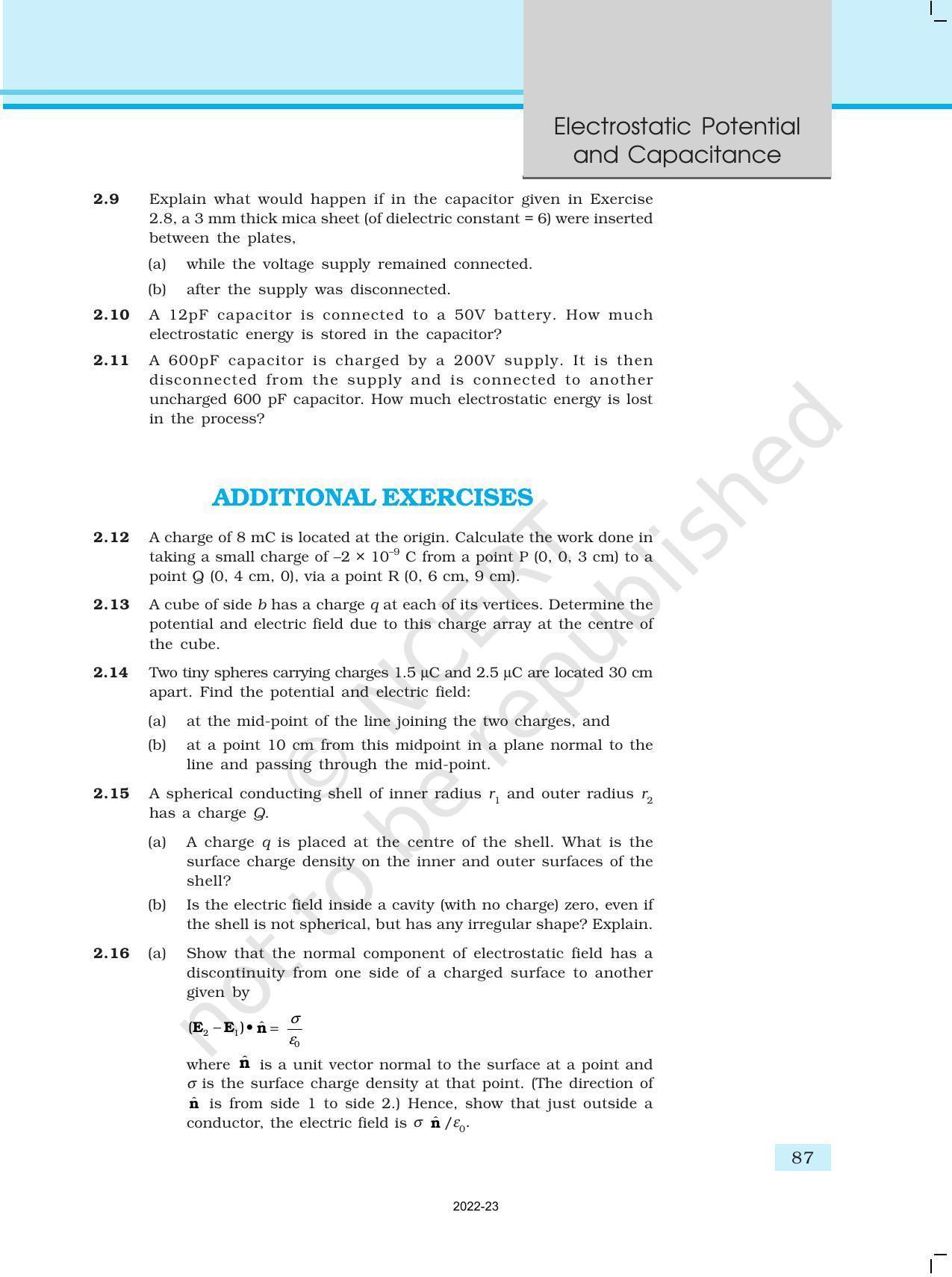 NCERT Book for Class 12 Physics Chapter 2 Electrostatic Potential and Capacitance - Page 37