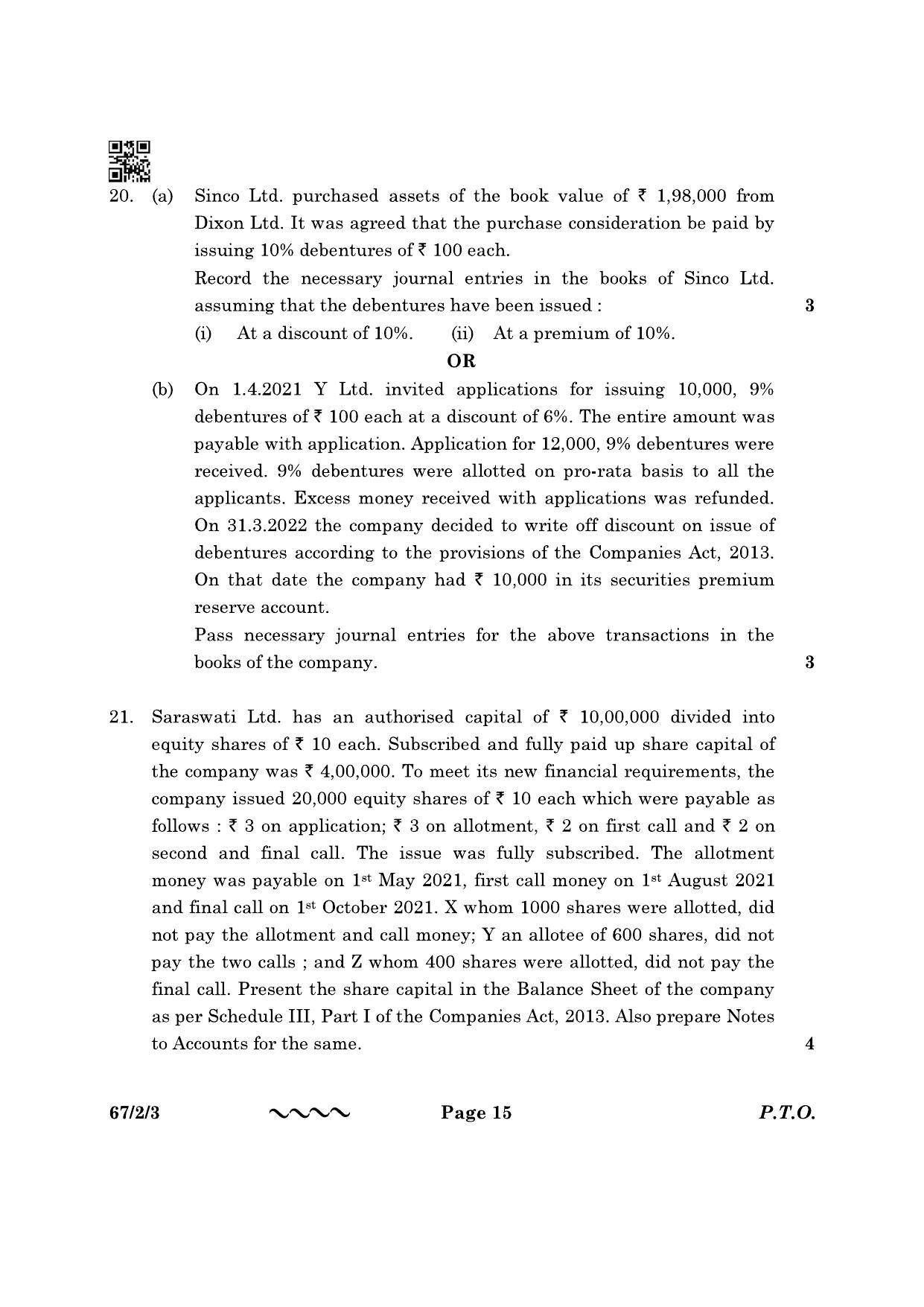 CBSE Class 12 67-2-3 Accountancy 2023 Question Paper - Page 15