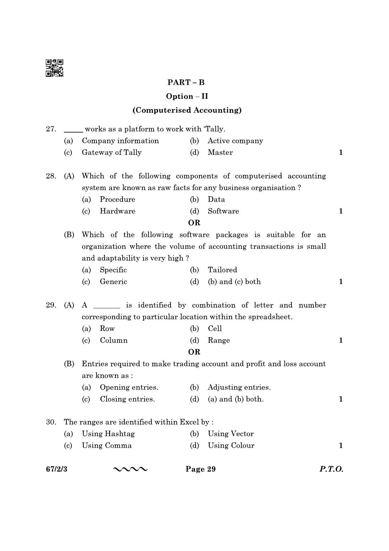 CBSE Class 12 67-2-3 Accountancy 2023 Question Paper - Page 29