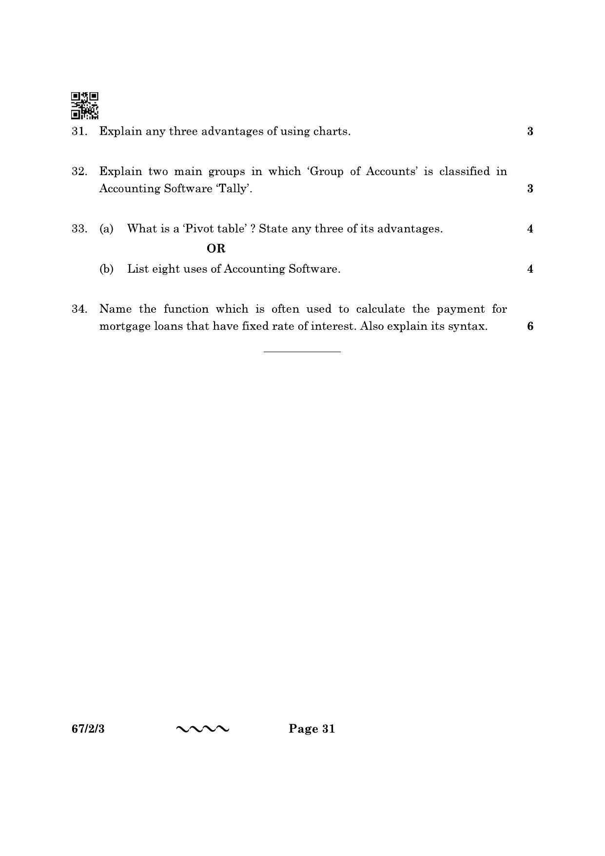 CBSE Class 12 67-2-3 Accountancy 2023 Question Paper - Page 31
