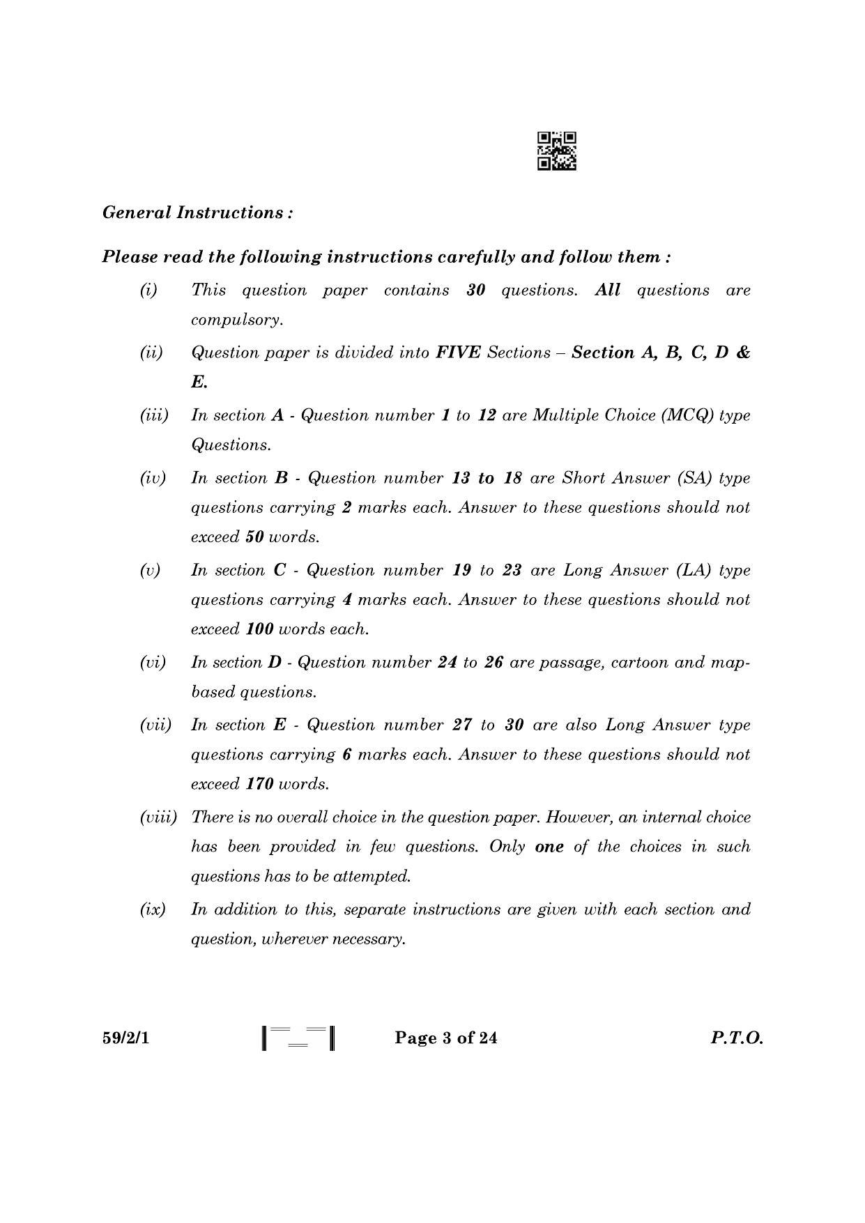 CBSE Class 12 59-2-1 Political Science 2023 Question Paper - Page 3