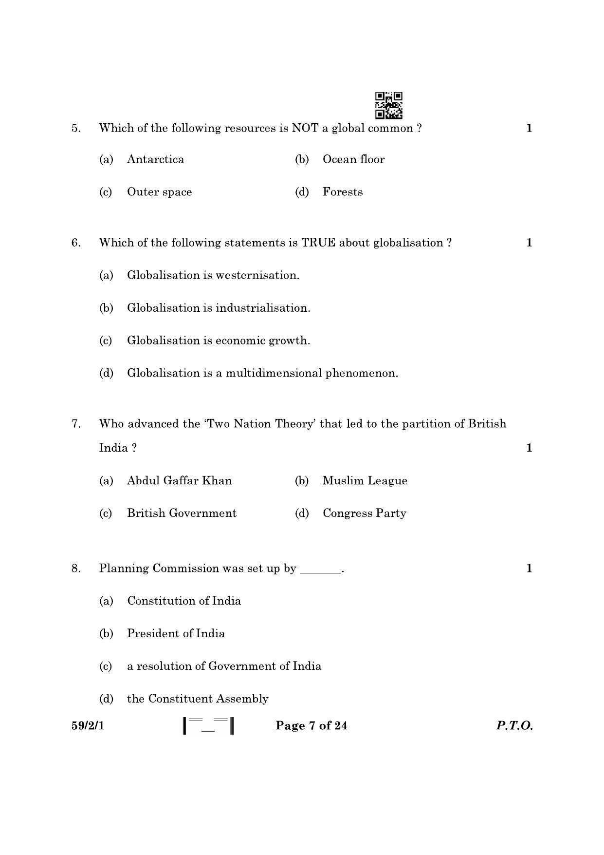 CBSE Class 12 59-2-1 Political Science 2023 Question Paper - Page 7