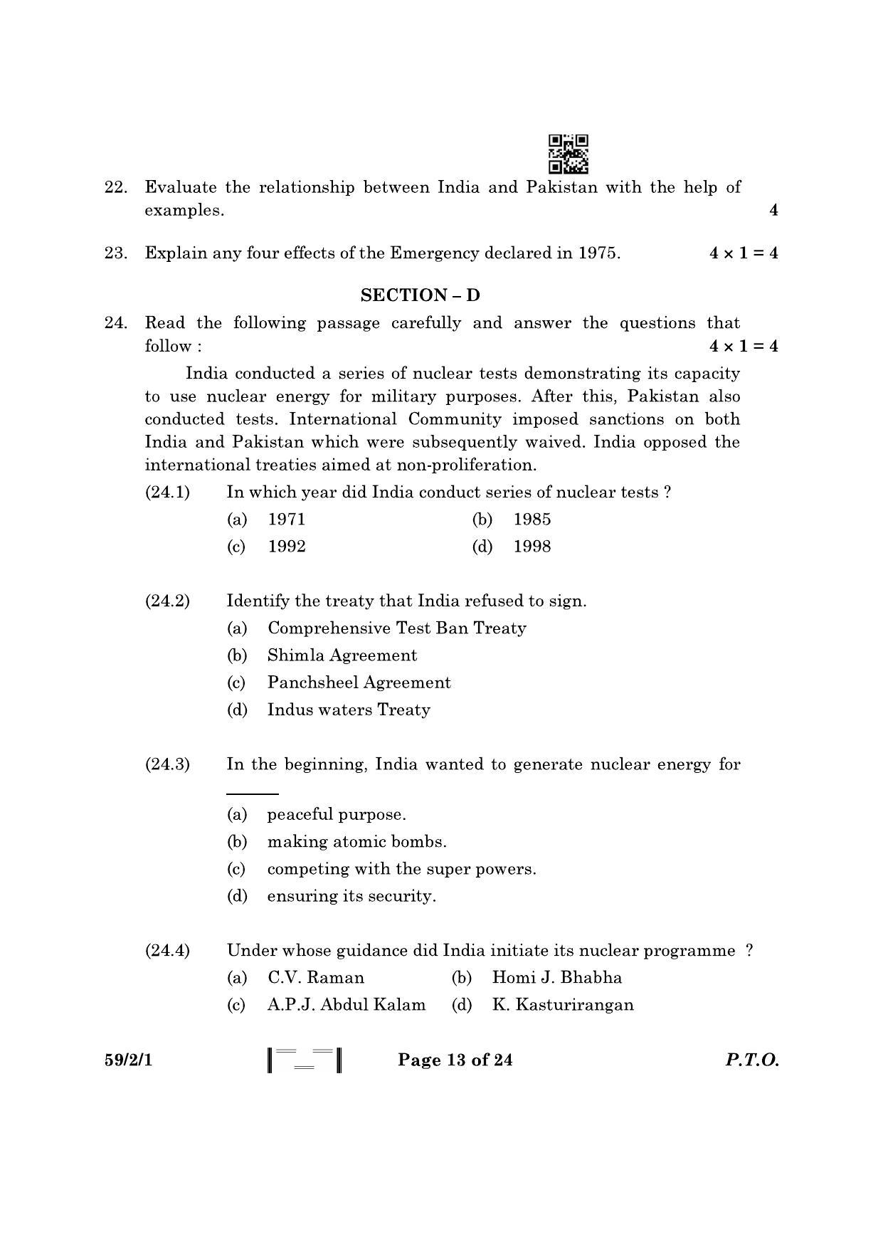 CBSE Class 12 59-2-1 Political Science 2023 Question Paper - Page 13