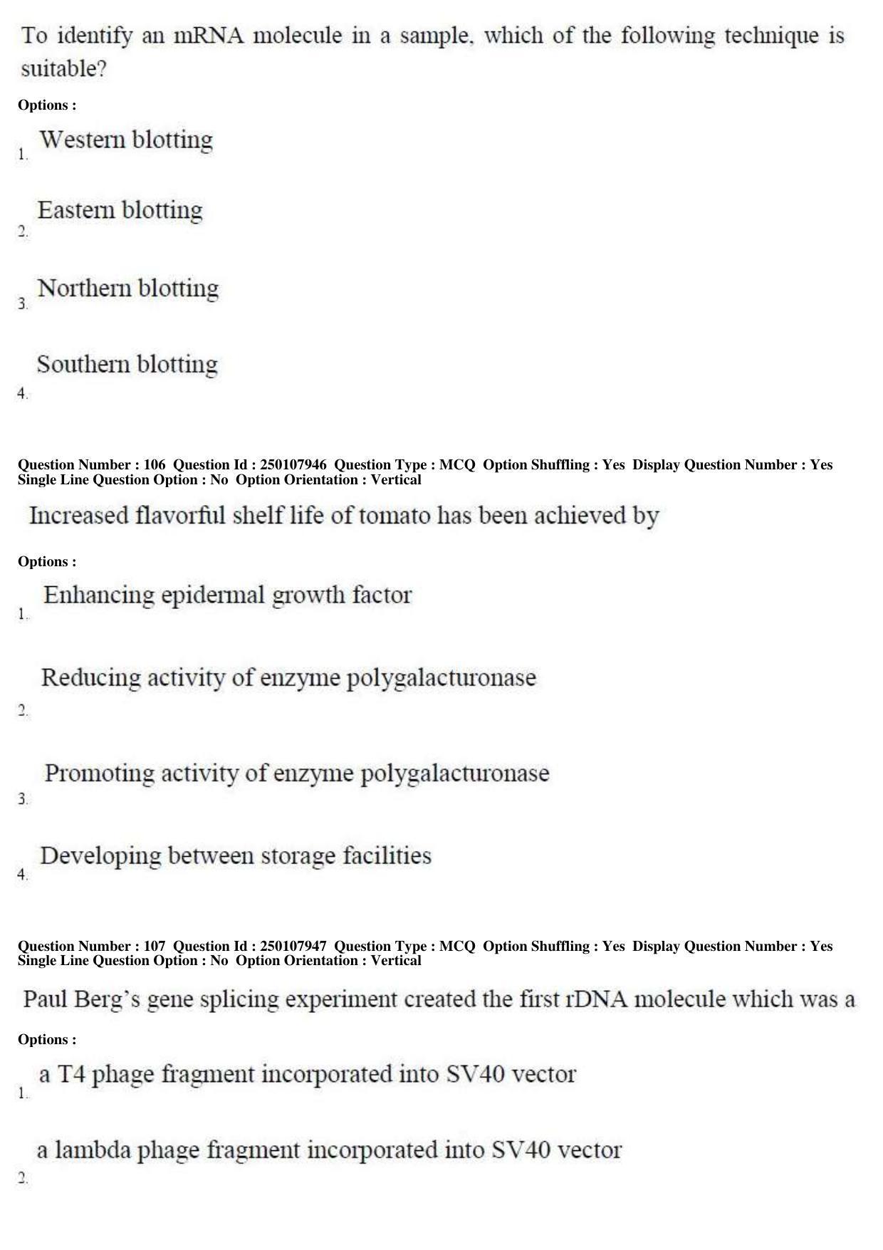 TS PGECET 2019: Bio Technology Question Papers - Page 41
