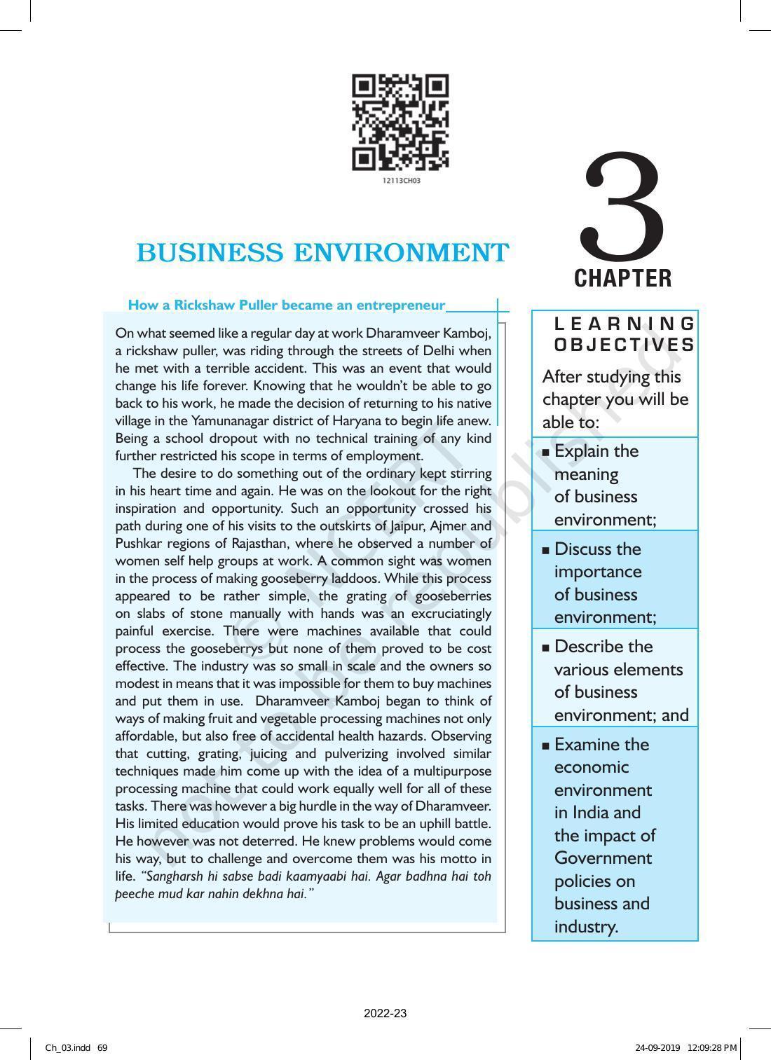 NCERT Book for Class 12 Business Studies Chapter 3 Business Environment - Page 1