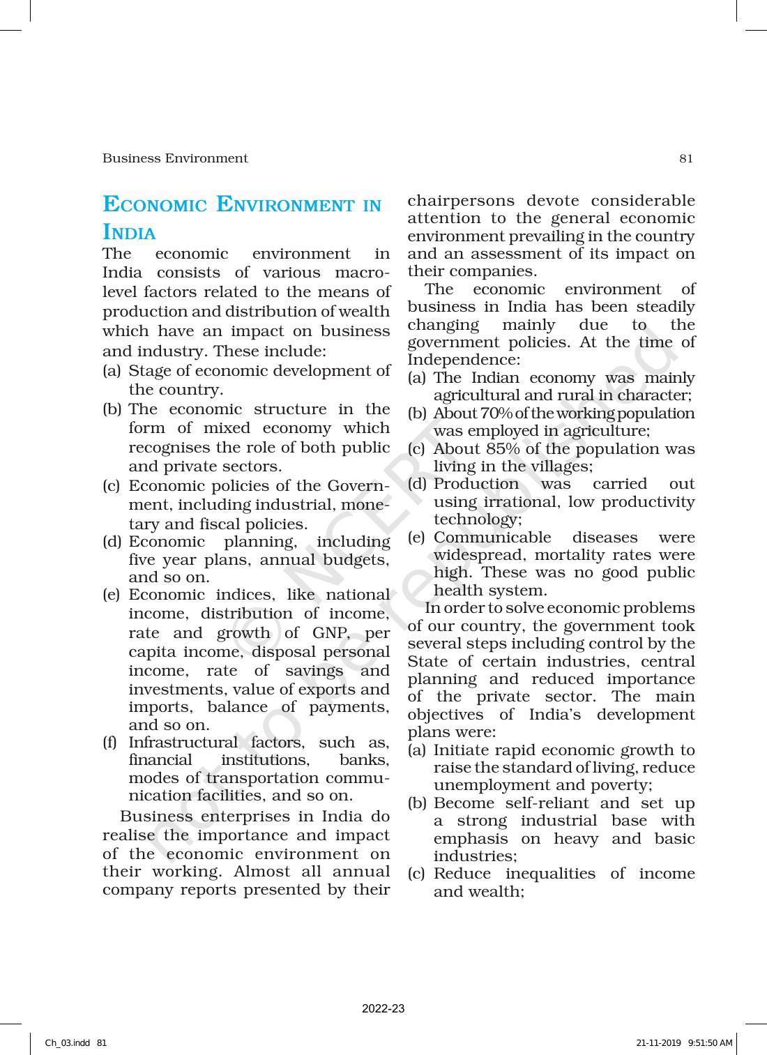 NCERT Book for Class 12 Business Studies Chapter 3 Business Environment - Page 13
