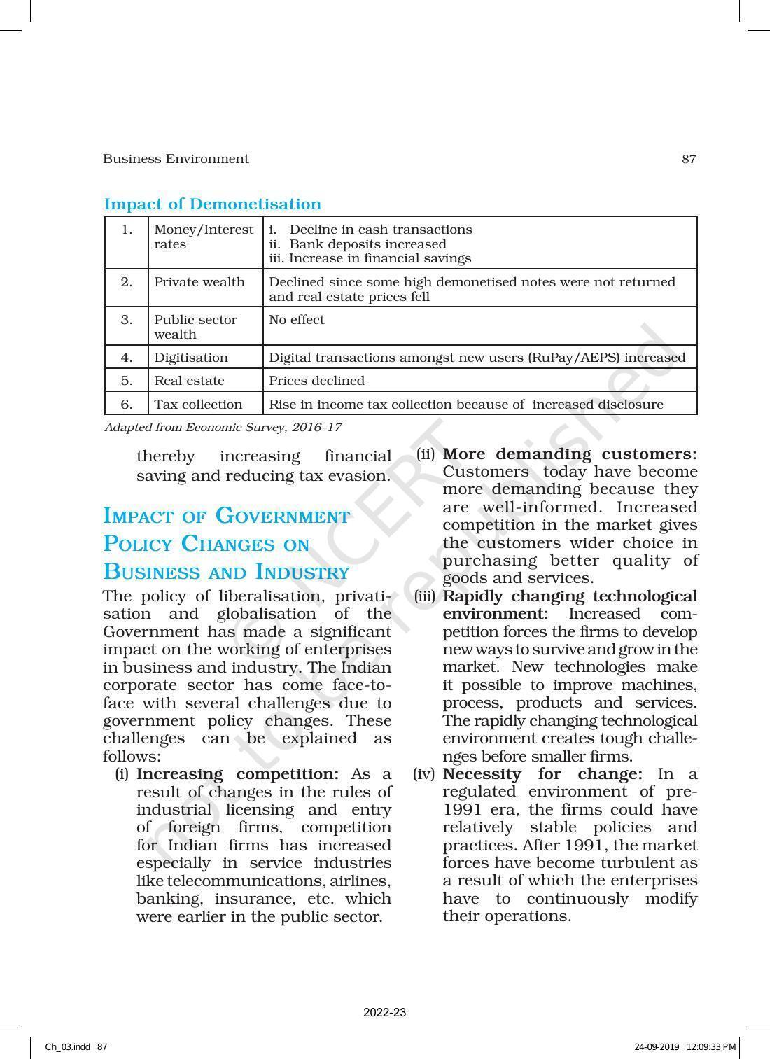 NCERT Book for Class 12 Business Studies Chapter 3 Business Environment - Page 19