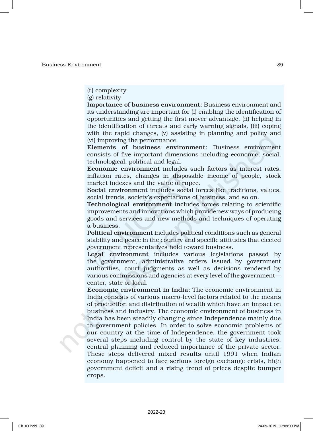 NCERT Book for Class 12 Business Studies Chapter 3 Business Environment - Page 21