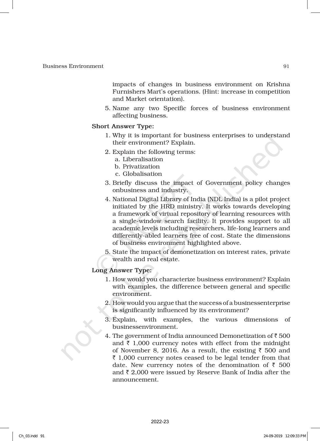 NCERT Book for Class 12 Business Studies Chapter 3 Business Environment - Page 23