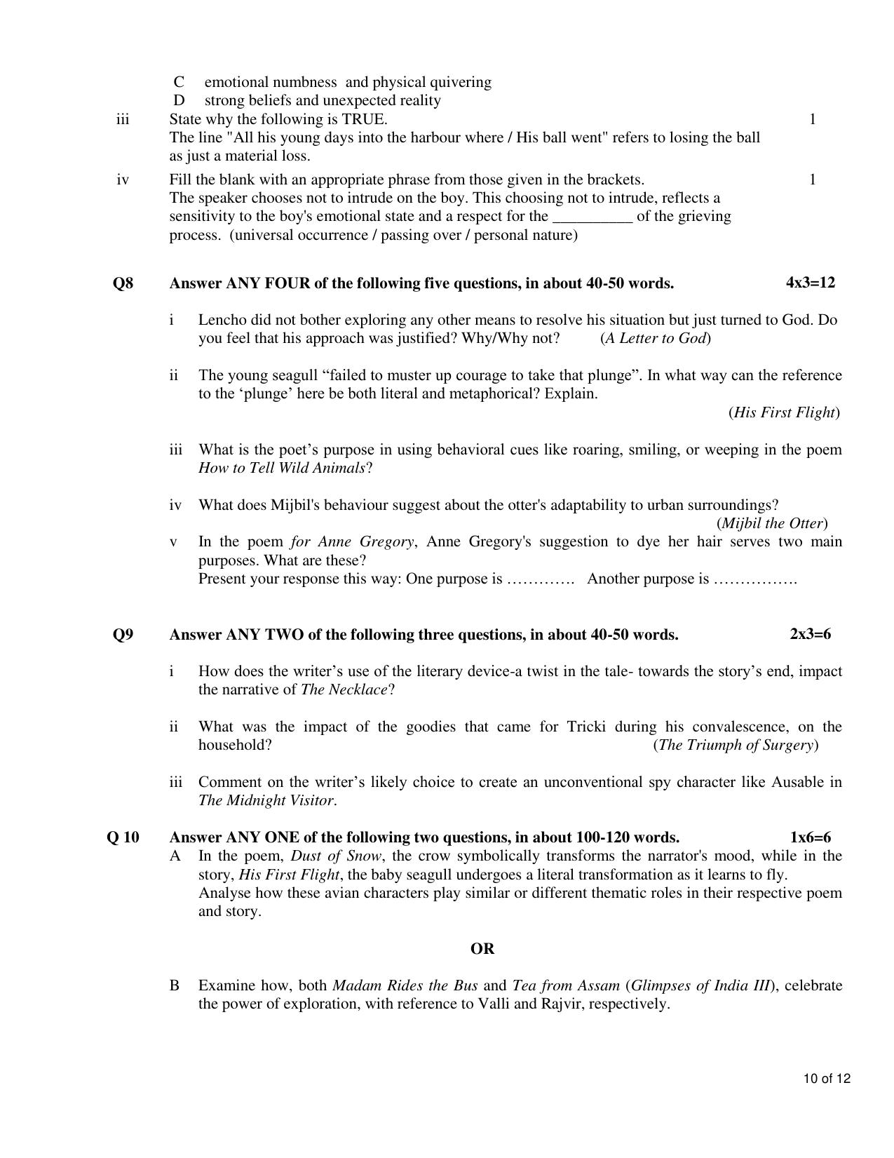 CBSE Class 10 English Language & Literature Practice Questions 2023-24 - Page 10