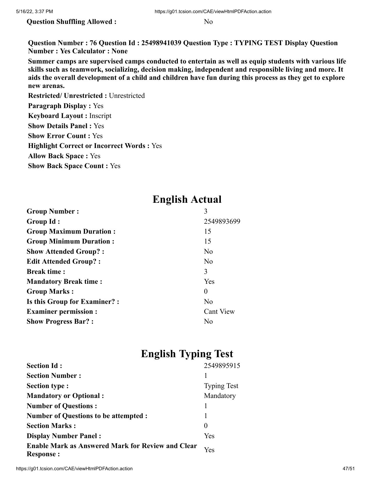 MP CPCT 15 May 2022 Question Paper Shift 1 - Page 47