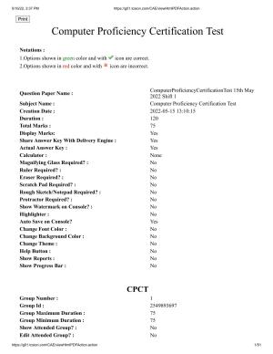 MP CPCT 15 May 2022 Question Paper Shift 1