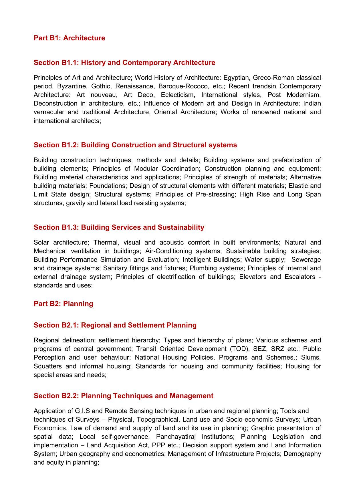 GATE Architecture and Planning Syllabus - Page 2