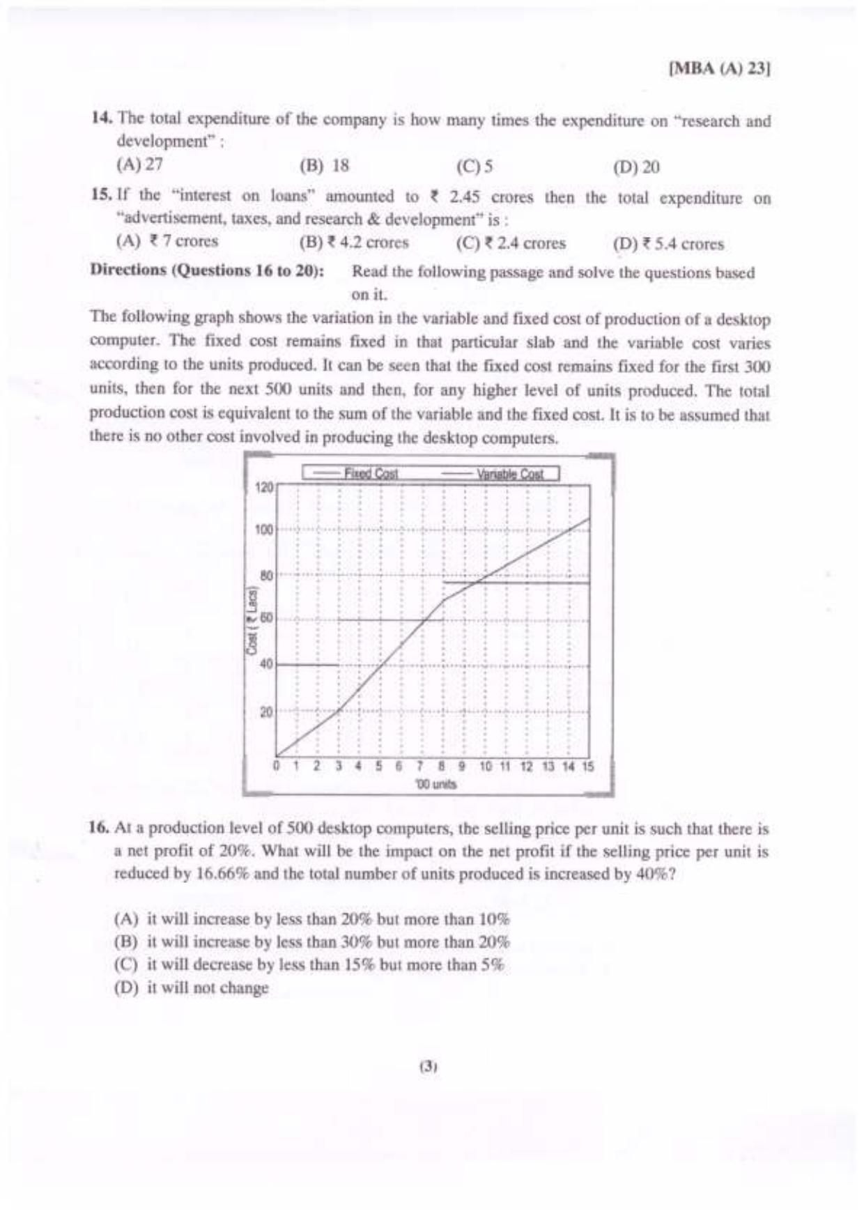 PU USOL MBA (CDOE) Entrance Exam 2023 Question Booklet - Page 4