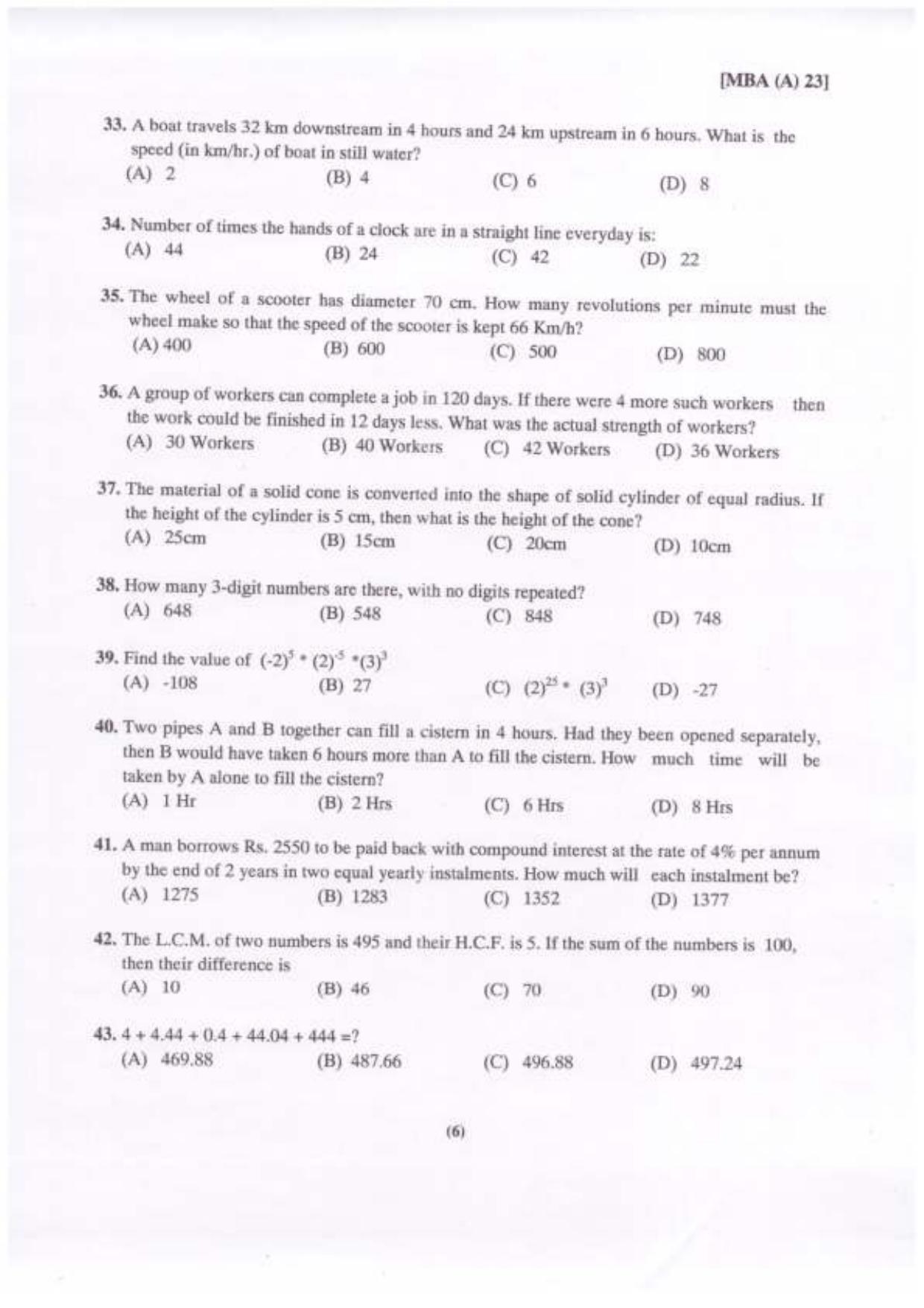 PU USOL MBA (CDOE) Entrance Exam 2023 Question Booklet - Page 7
