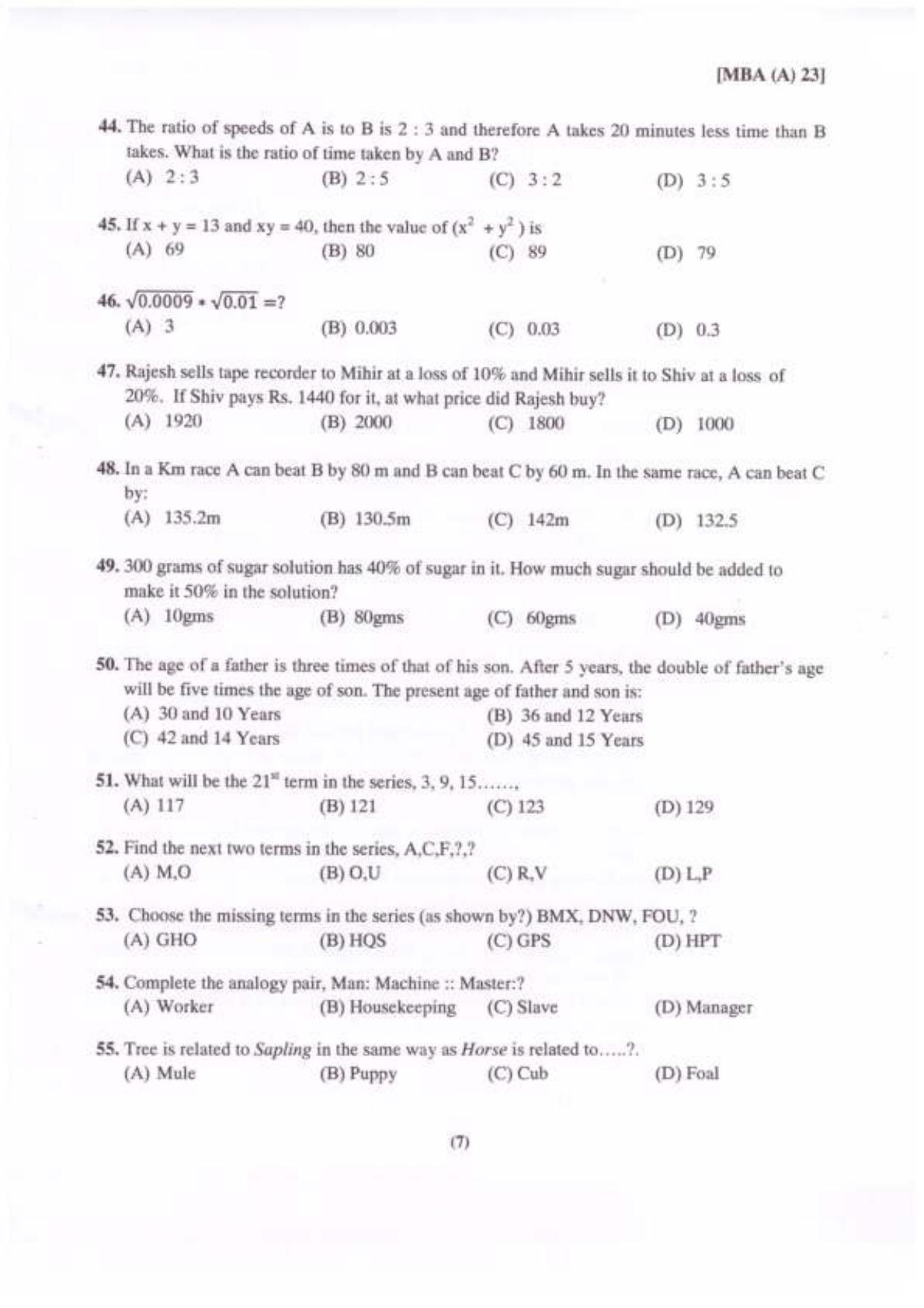 PU USOL MBA (CDOE) Entrance Exam 2023 Question Booklet - Page 8