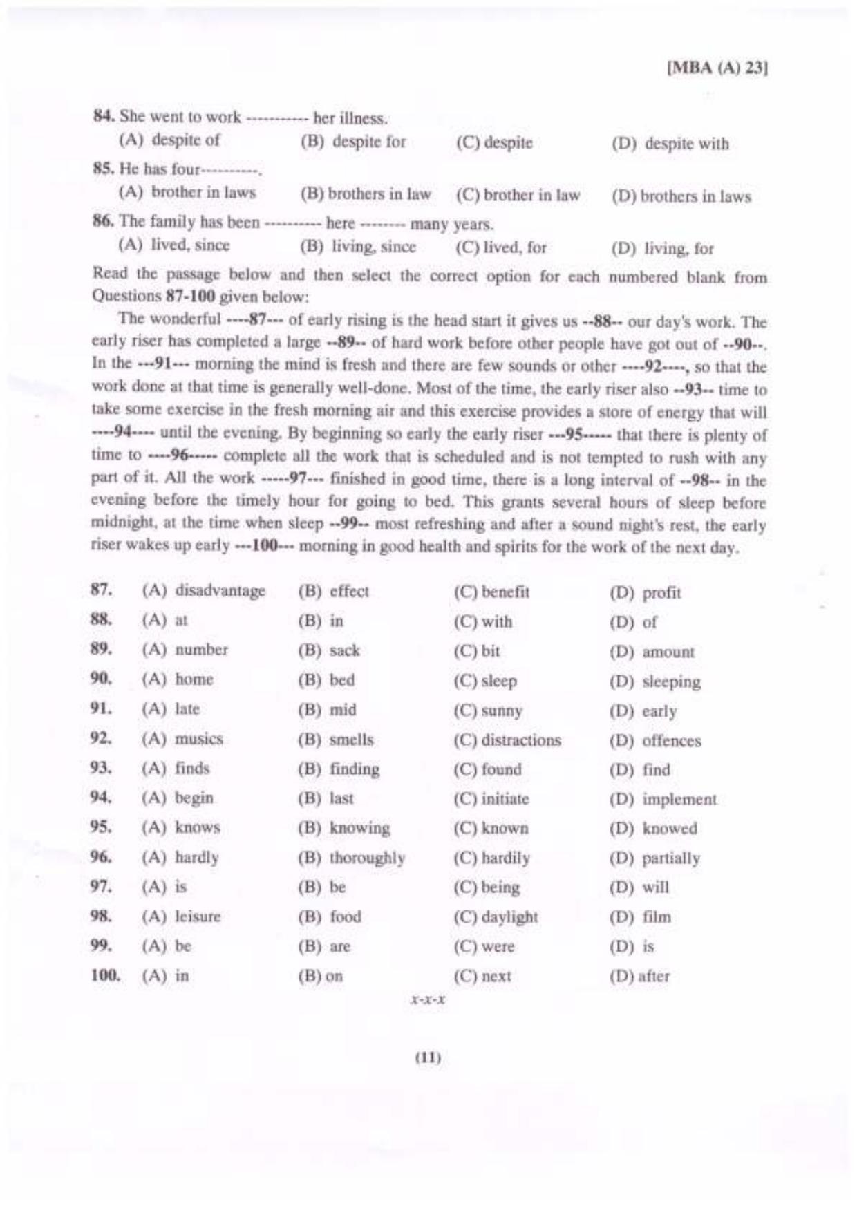 PU USOL MBA (CDOE) Entrance Exam 2023 Question Booklet - Page 12
