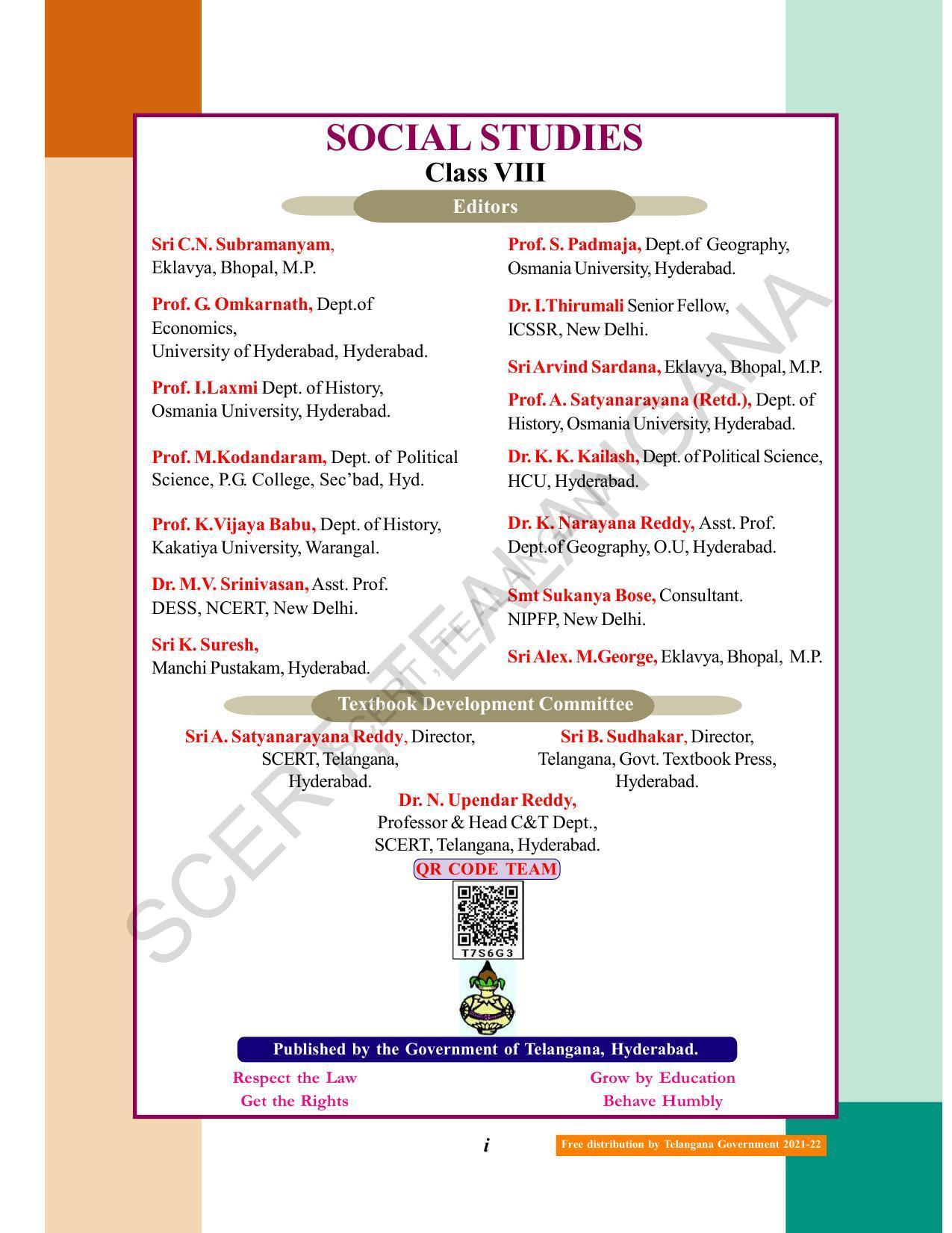 TS SCERT Class 8 Social Science (English Medium) Text Book - Page 3
