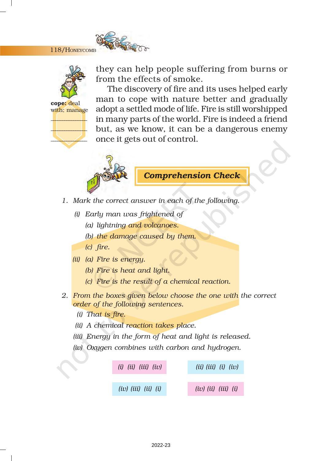 NCERT Book for Class 7 English (Honeycomb): Chapter 8-Fire Friend and Foe - Page 8