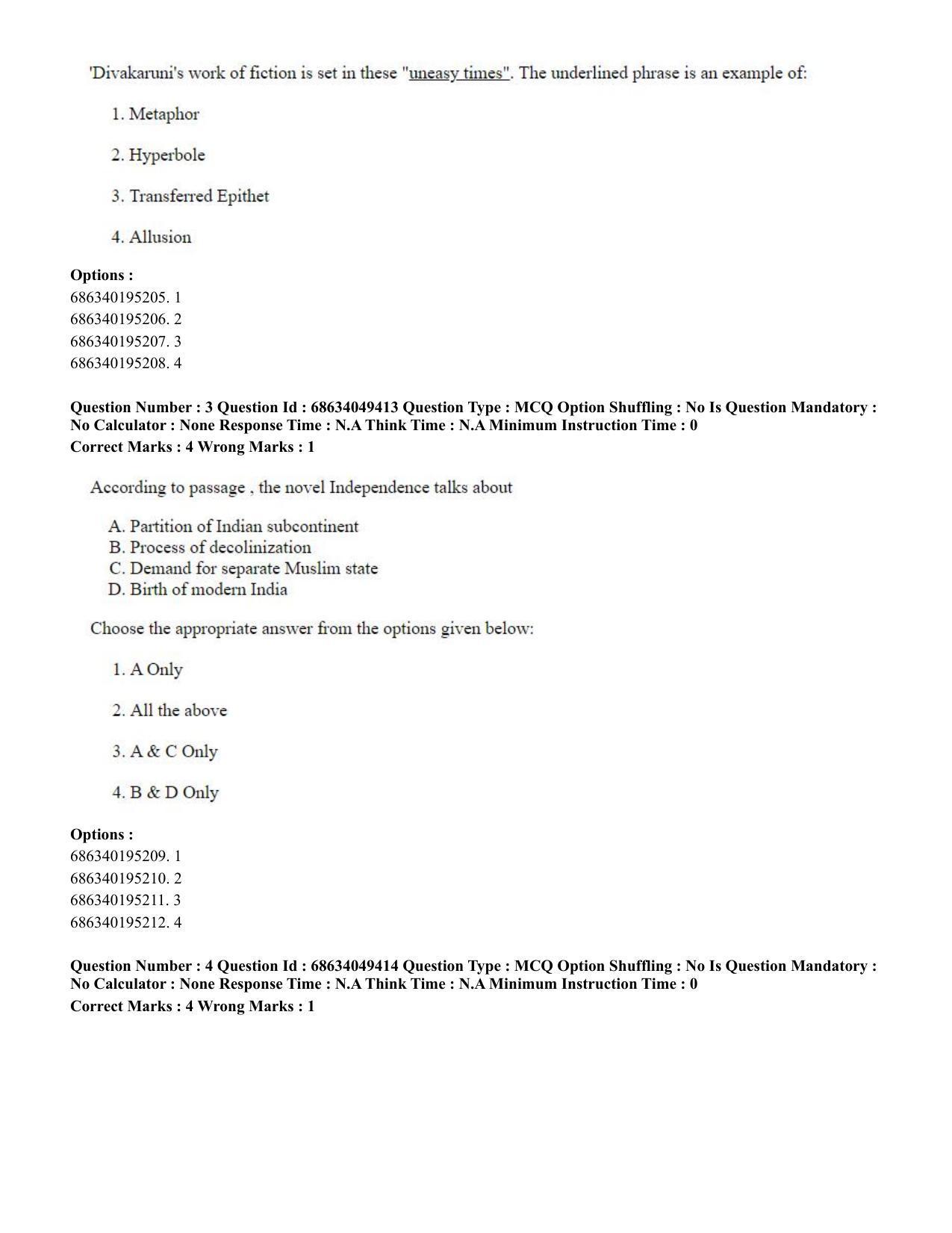 CUET PG 2023: COQP03 – B.Ed (Eng) - Shift 3 (2-07-2023) Question Paper - Page 3