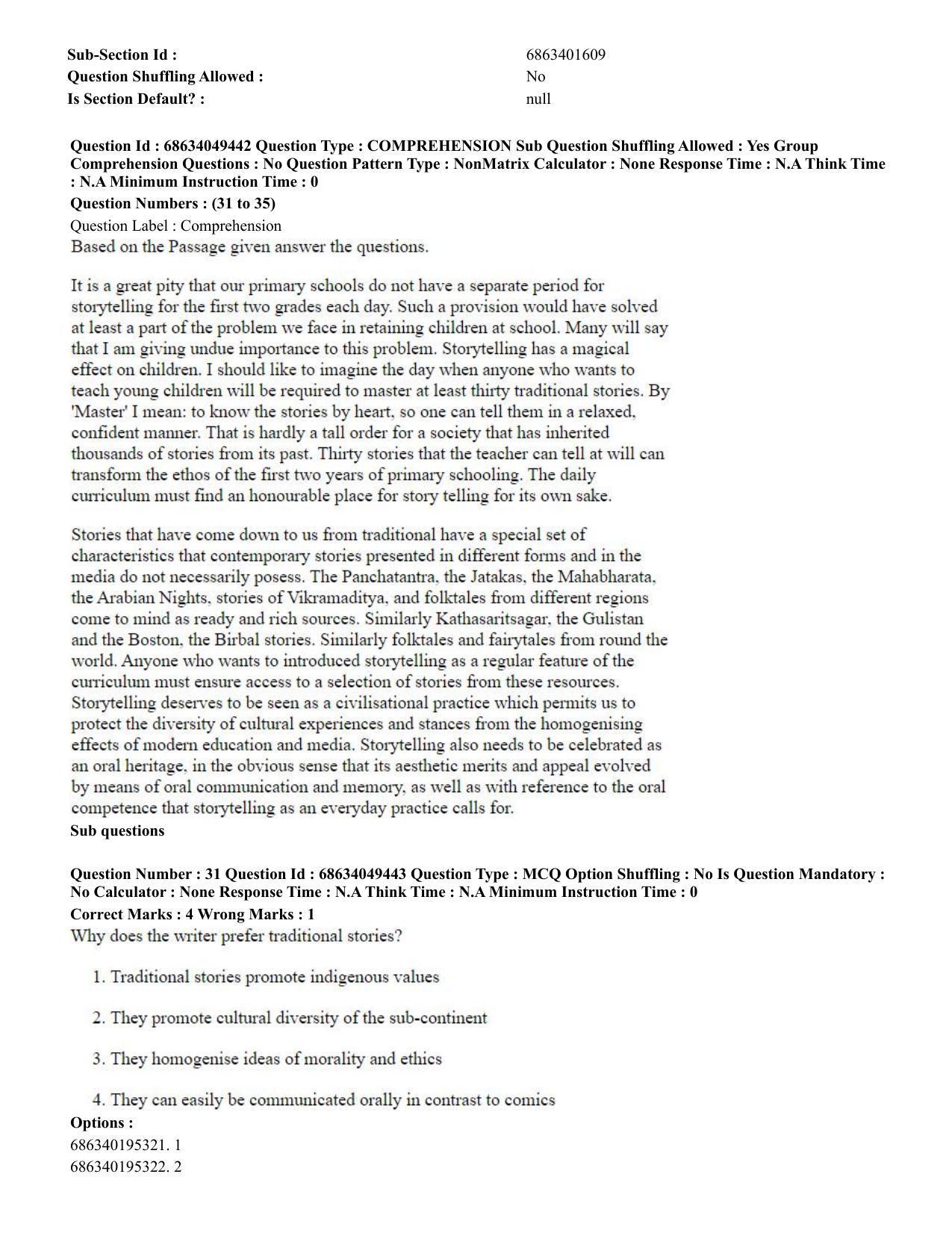 CUET PG 2023: COQP03 – B.Ed (Eng) - Shift 3 (2-07-2023) Question Paper - Page 31