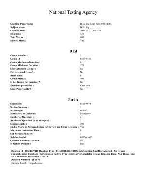 CUET PG 2023: COQP03 – B.Ed (Eng) - Shift 3 (2-07-2023) Question Paper