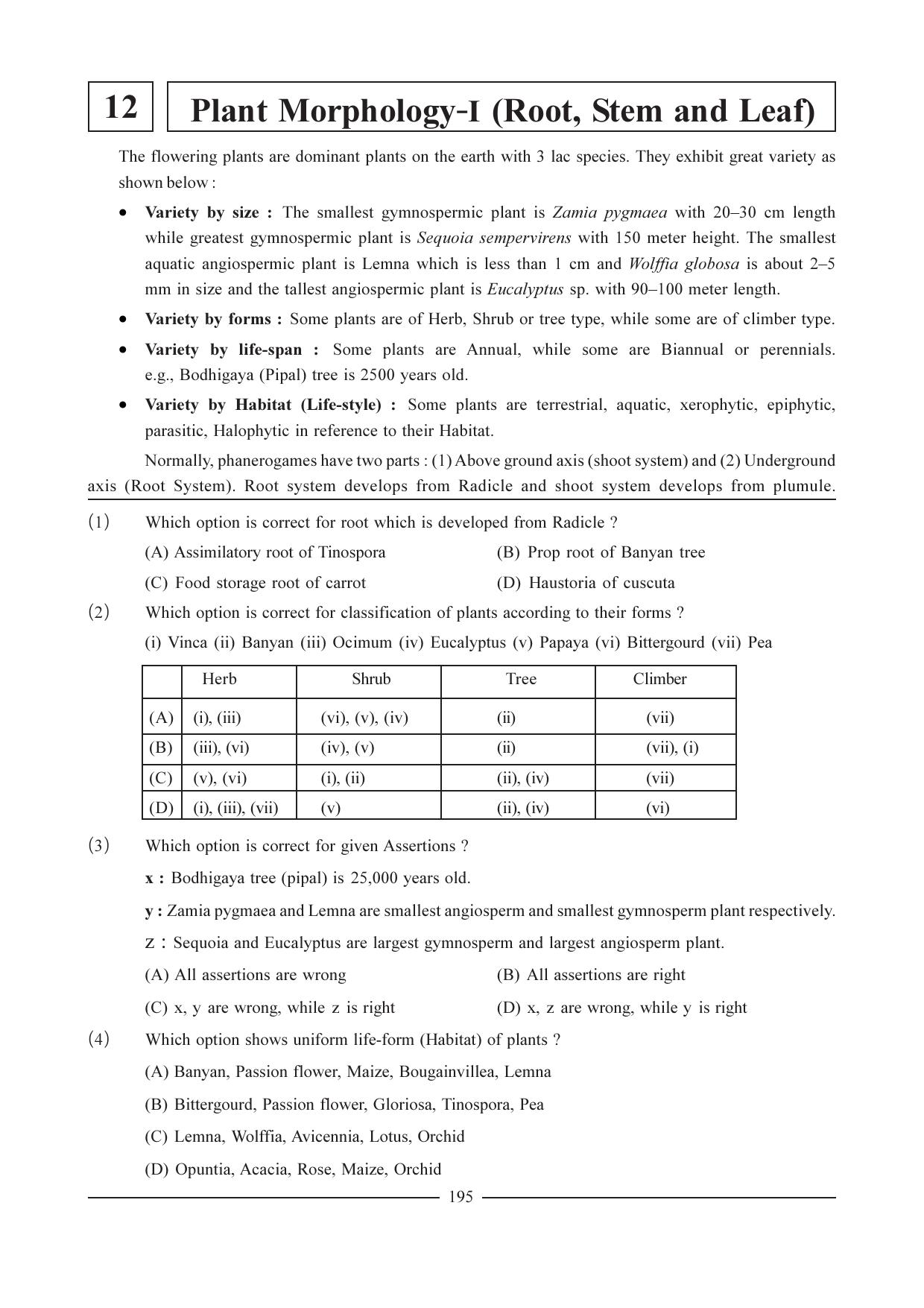 GSEB HSC Biology Question Paper (English Medium)- Chapter 12 - Page 1