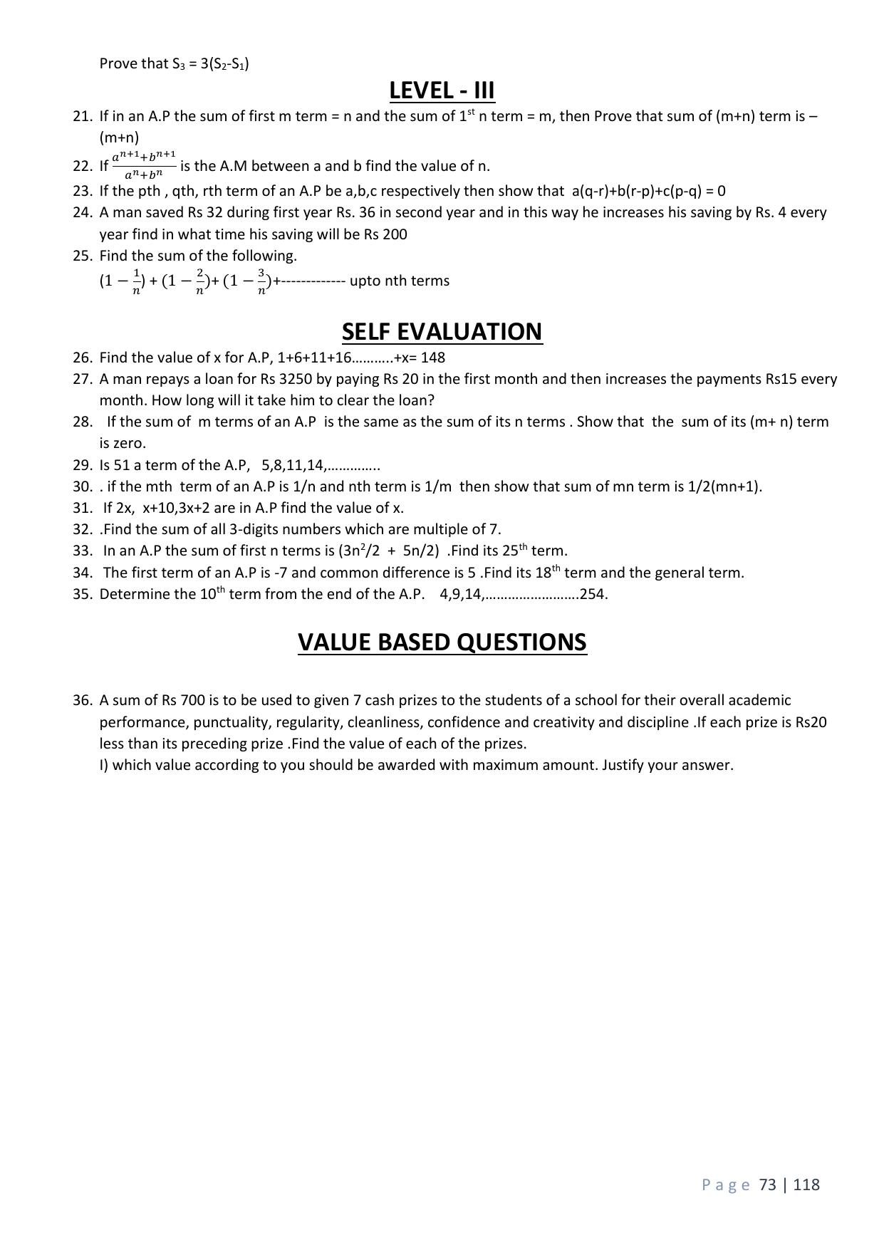 CBSE Worksheets for Class 10 Maths Arithmetic Progression Assignment 2 - Page 2