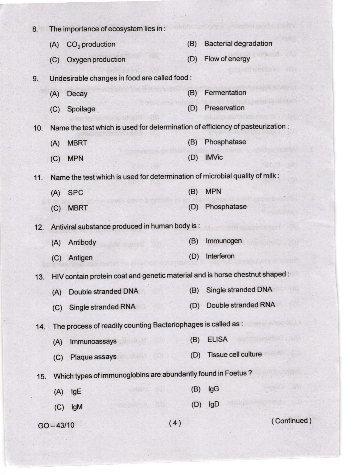 Odisha CPET 2024 MICROBIOLOGY Question Papers - Page 4