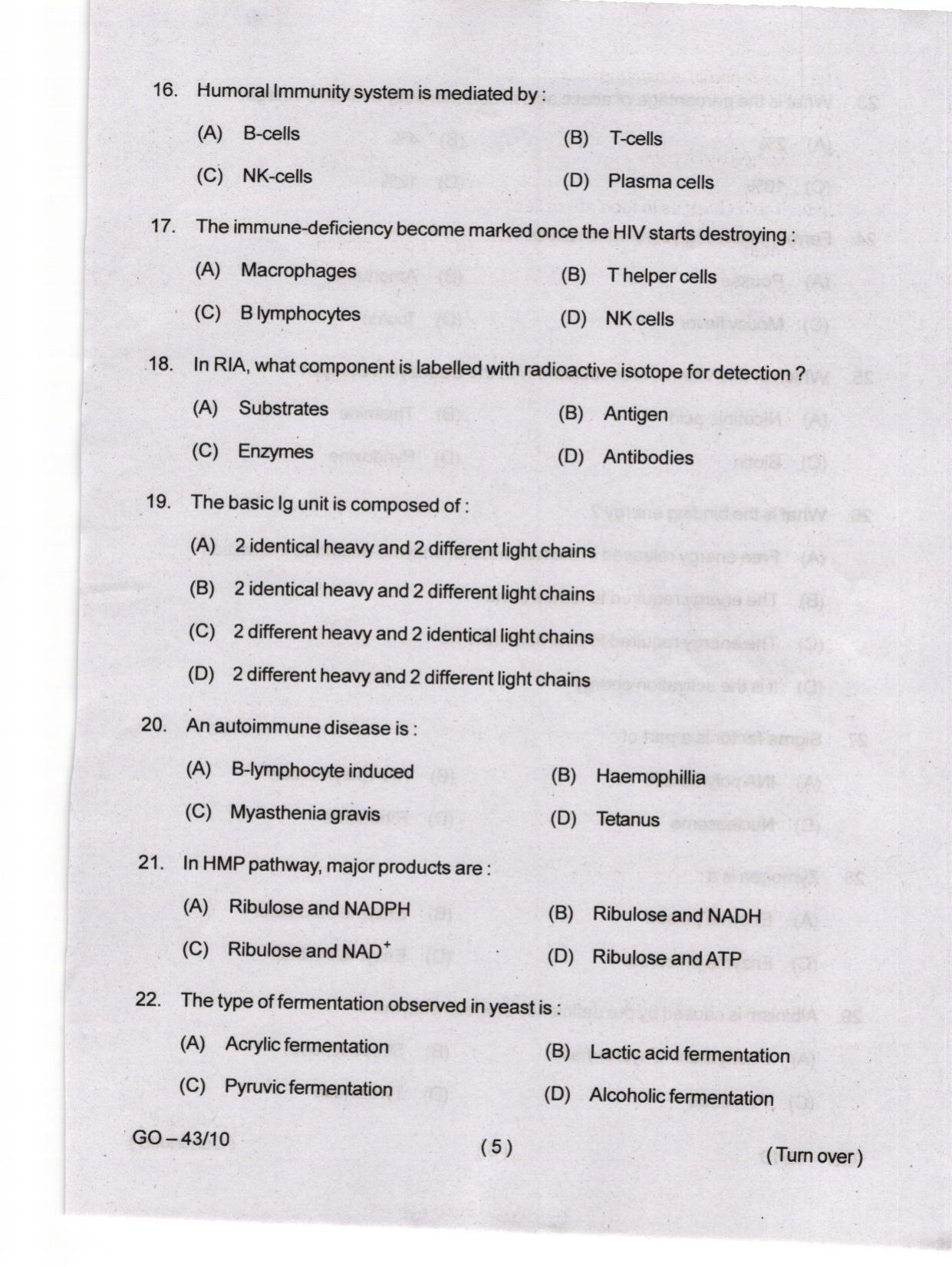 Odisha CPET 2024 MICROBIOLOGY Question Papers - Page 5