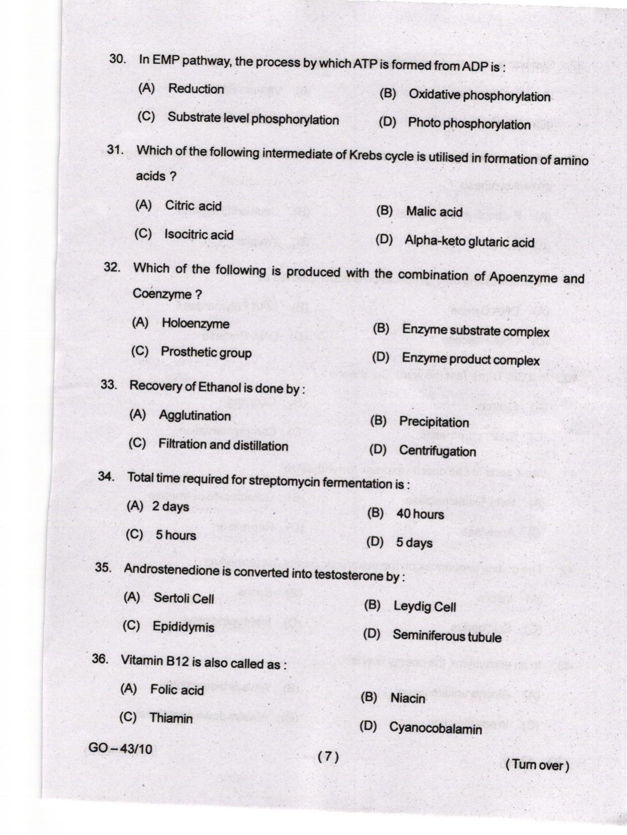 Odisha CPET 2024 MICROBIOLOGY Question Papers - Page 7