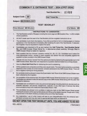 Odisha CPET 2024 MICROBIOLOGY Question Papers