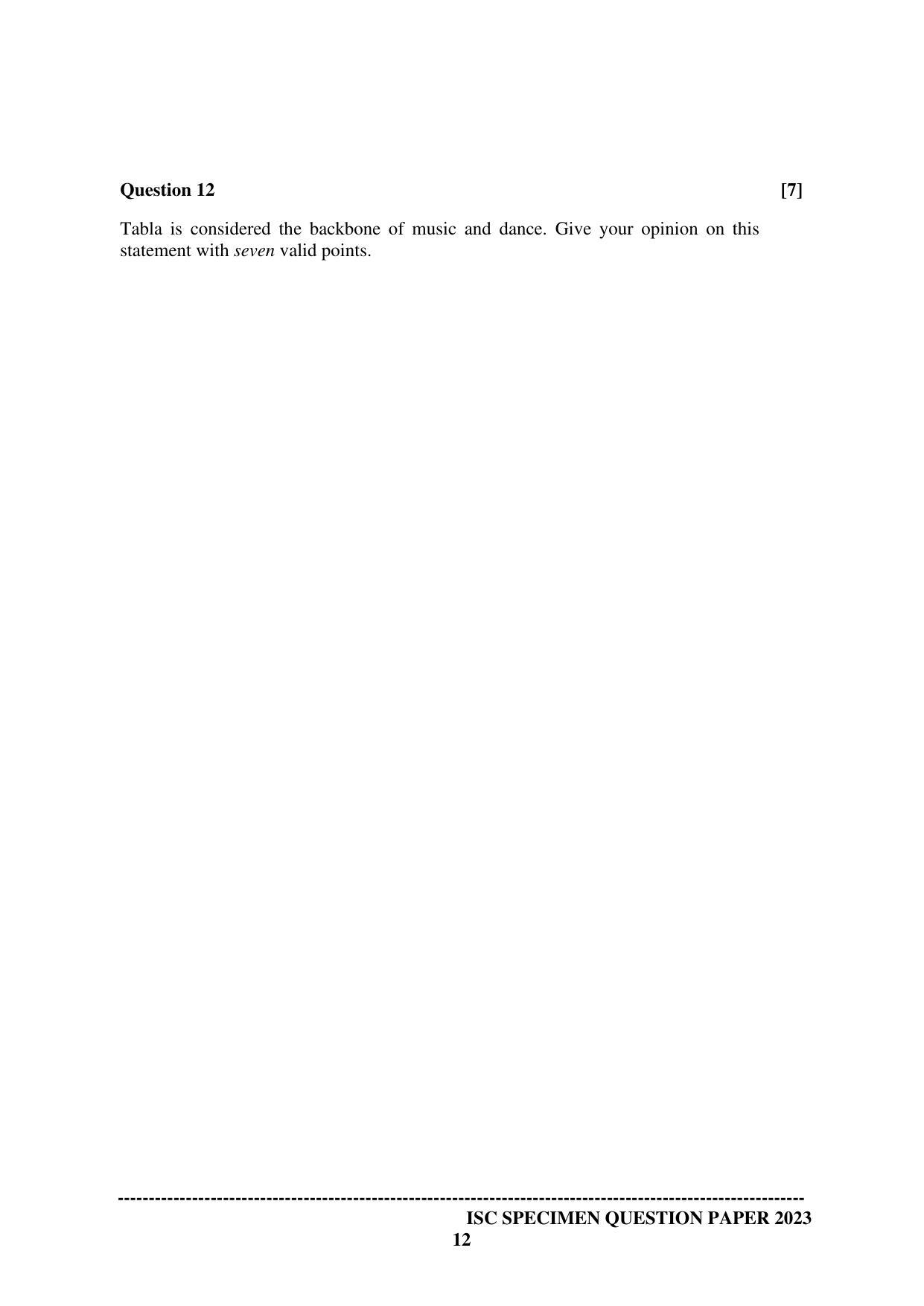 ISC Class 12 Indian Music (Hindustani) Sample Paper 2023 - Page 12