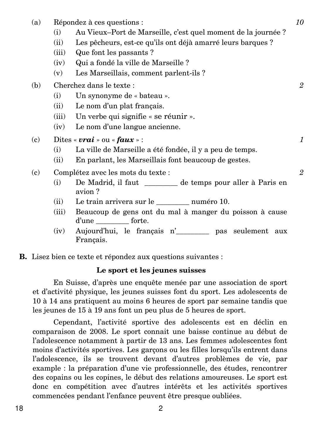 CBSE Class 12 18 French 2019 Question Paper - Page 2