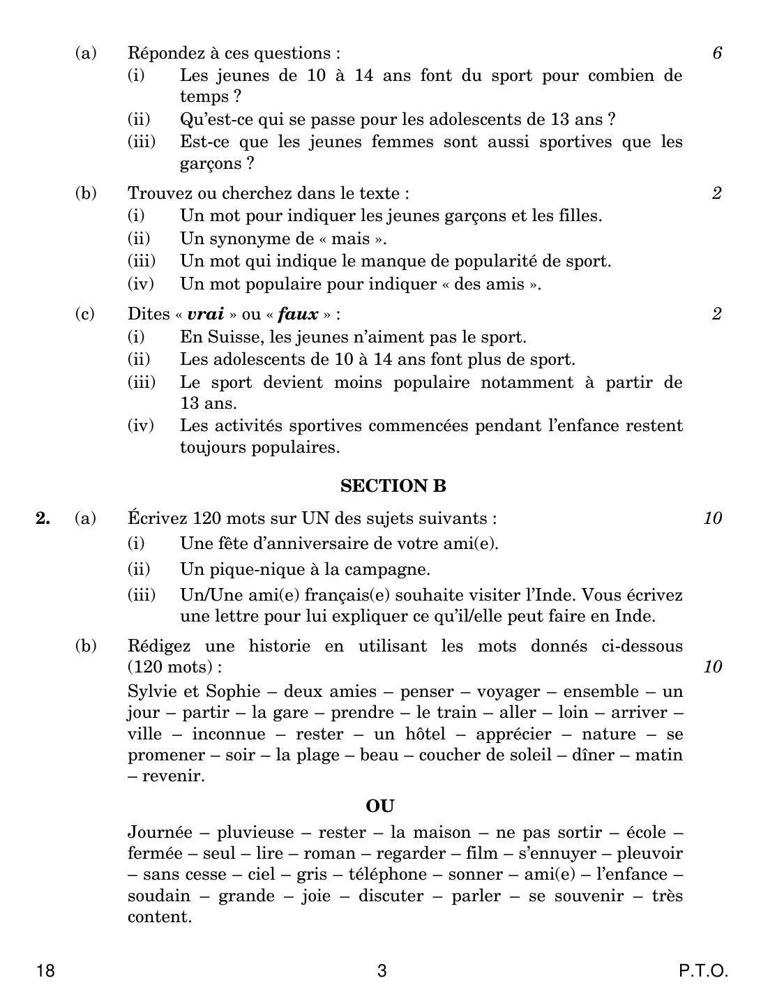 CBSE Class 12 18 French 2019 Question Paper - Page 3