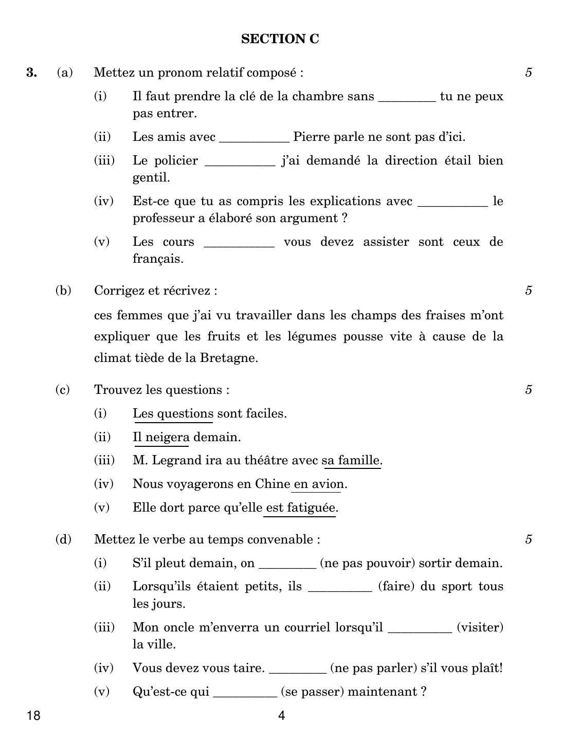 CBSE Class 12 18 French 2019 Question Paper - Page 4