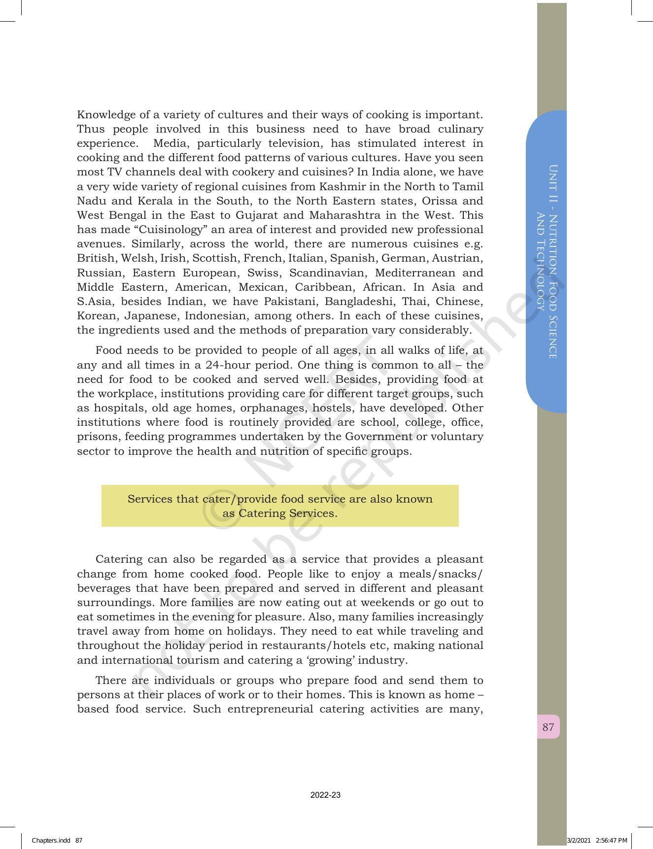 NCERT Book for Class 12 Home Science (Part -I) Chapter 4 Catering and Food Service Management - Page 3