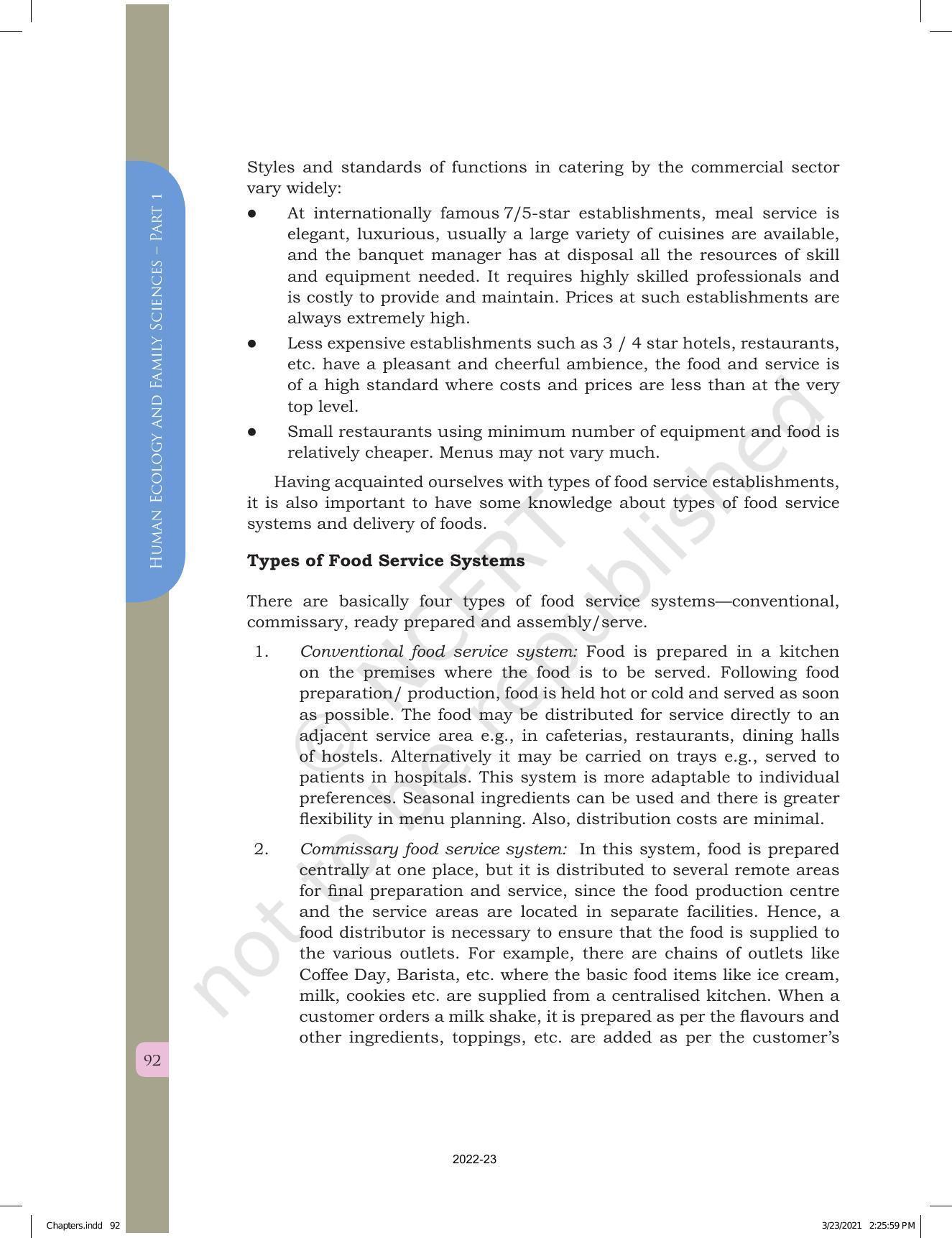 NCERT Book for Class 12 Home Science (Part -I) Chapter 4 Catering and Food Service Management - Page 8