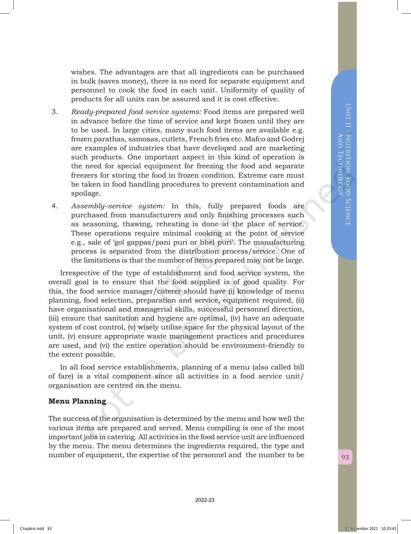 NCERT Book for Class 12 Home Science (Part -I) Chapter 4 Catering and Food Service Management - Page 9