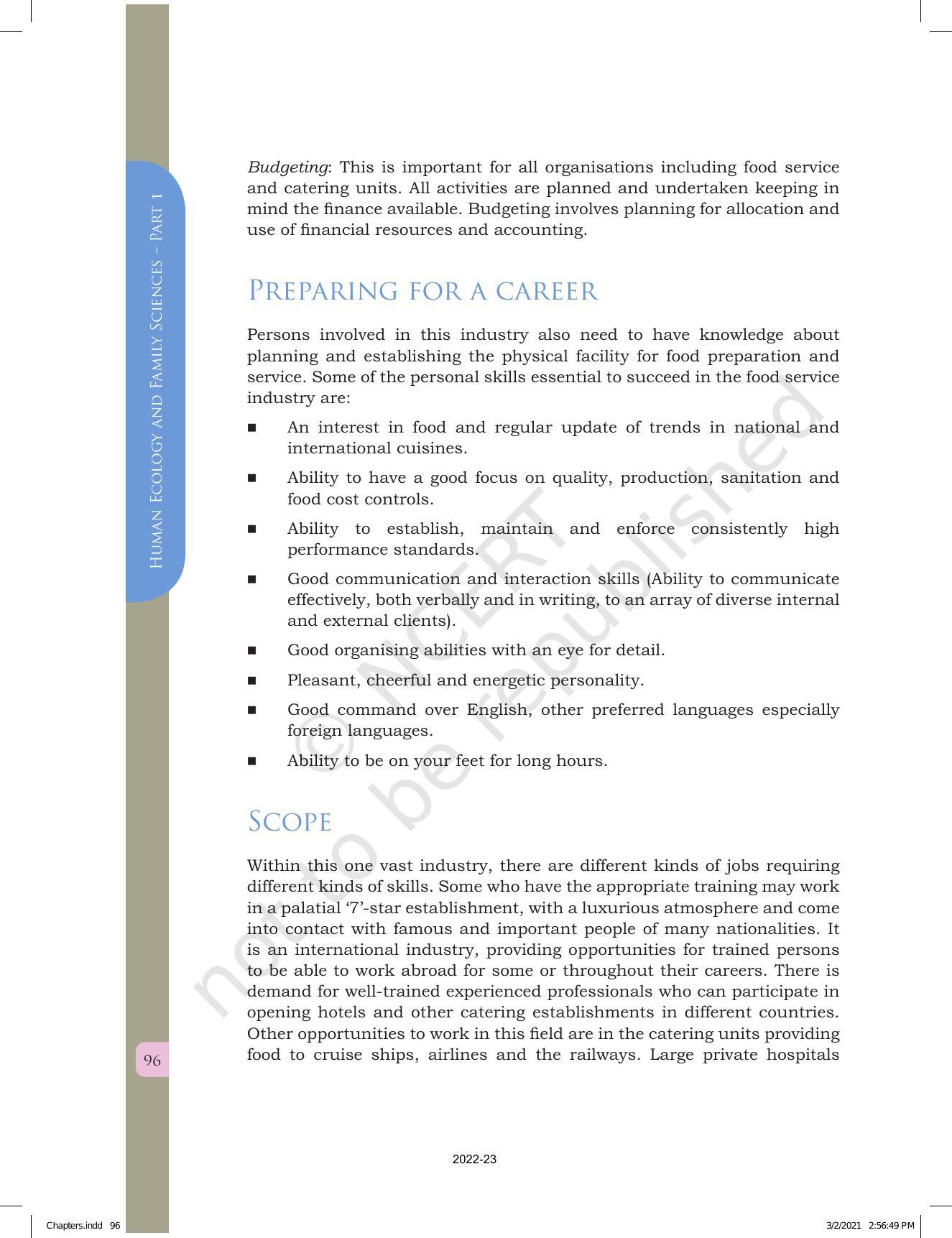 NCERT Book for Class 12 Home Science (Part -I) Chapter 4 Catering and Food Service Management - Page 12