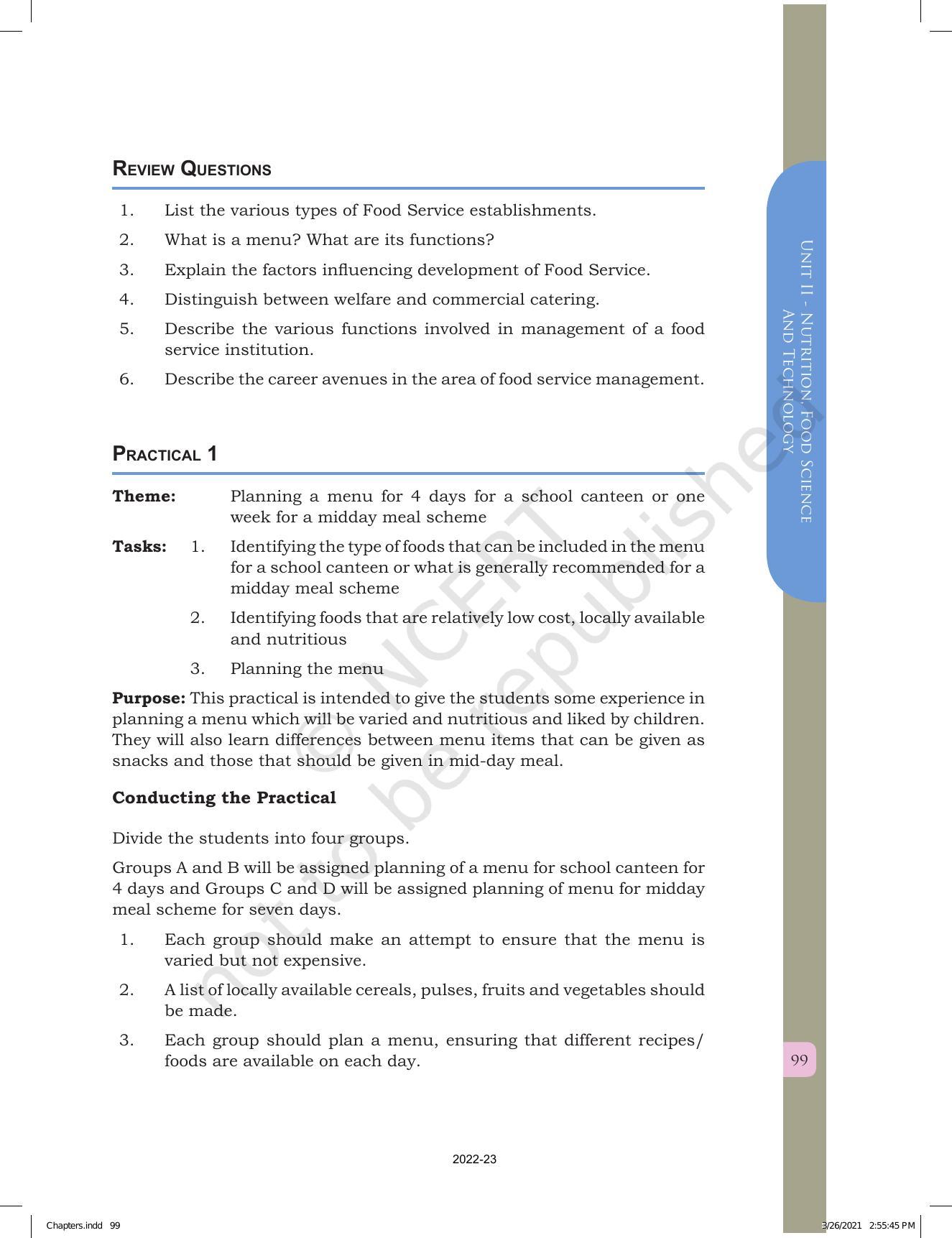 NCERT Book for Class 12 Home Science (Part -I) Chapter 4 Catering and Food Service Management - Page 15