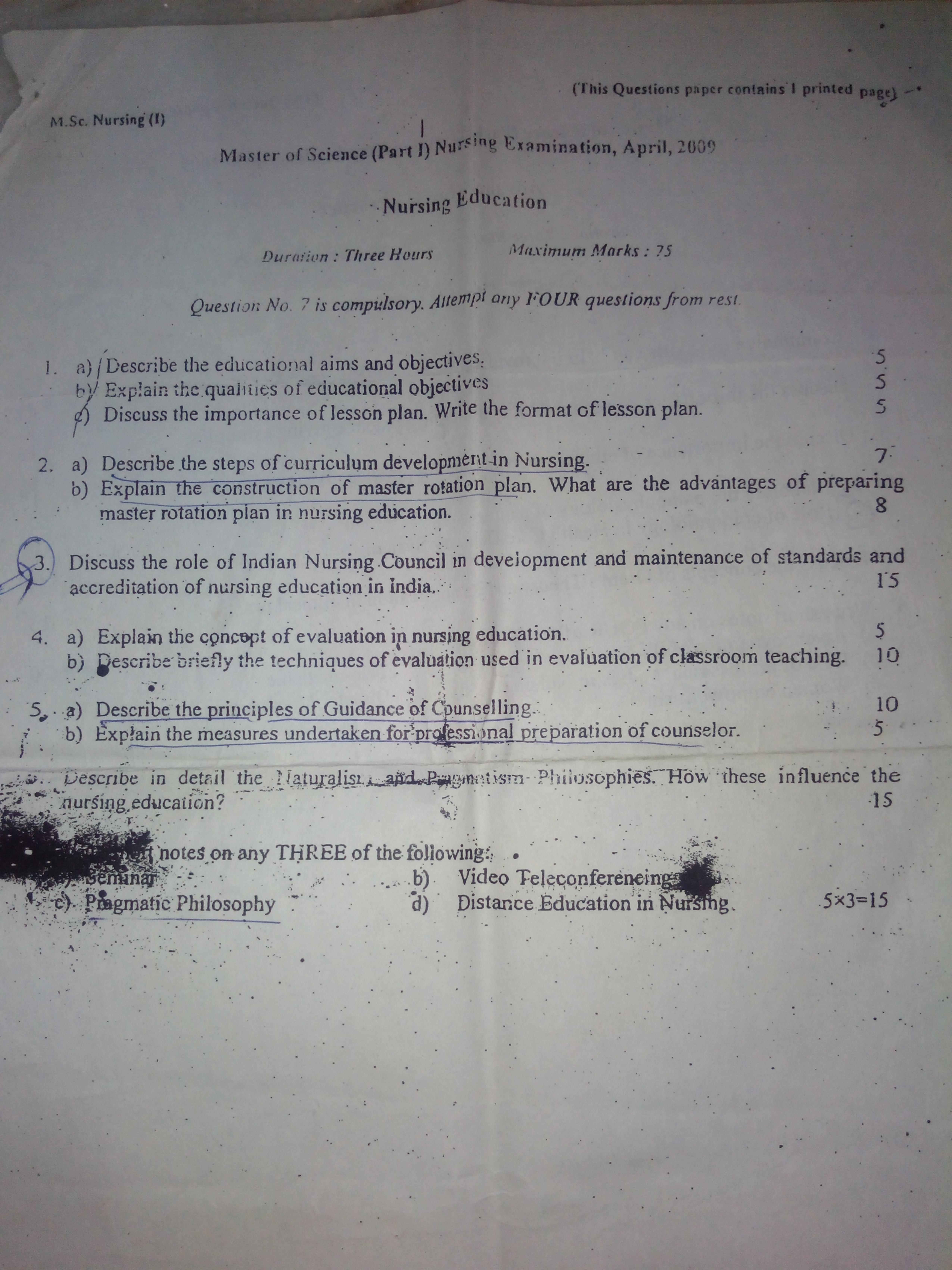RUHS M.Sc Nursing (Pervious) April-2009 Question Paper - Page 2