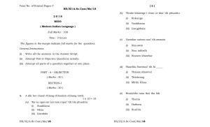 Meghalaya Board (MBOSE) Class 11 Mizo_MIL 2018 Question Paper